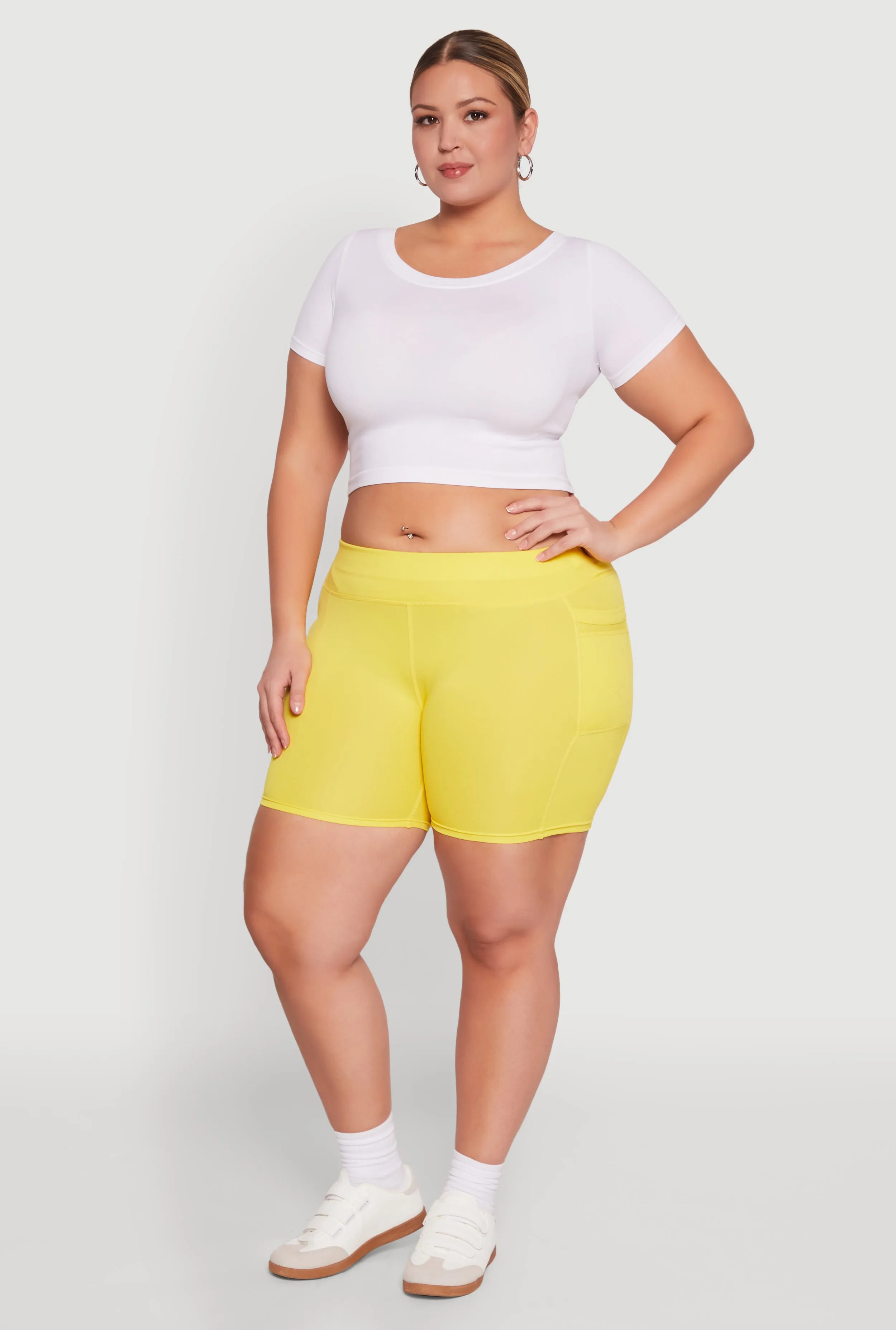 Plus Size High Waisted Biker Shorts with Cell Phone Pockets sold by Rainbow product image thumbnail 2