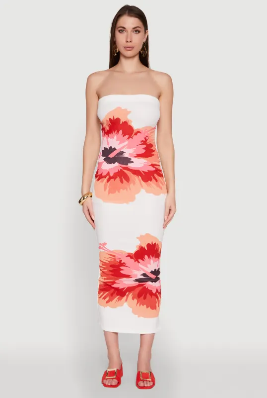 Floral Print Midi Tube Dress sold by Rainbow