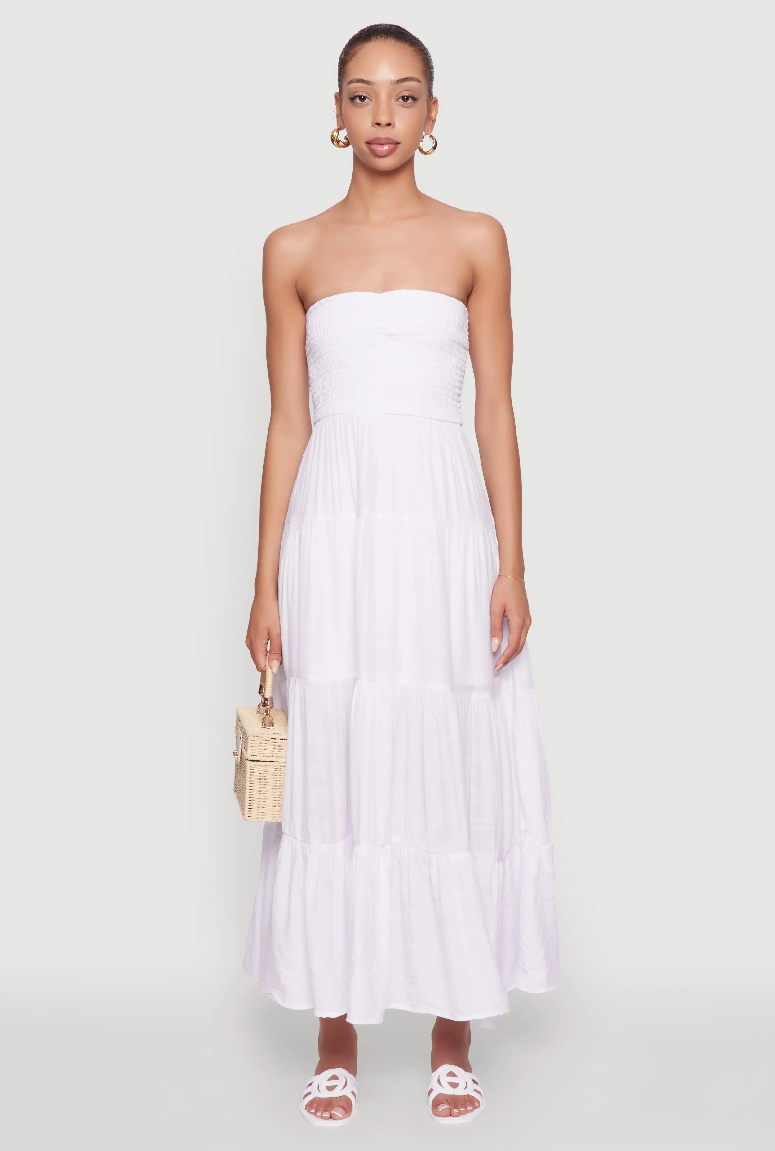 Elegant Strapless Smocked Tiered Dress sold by Rainbow product image thumbnail 2