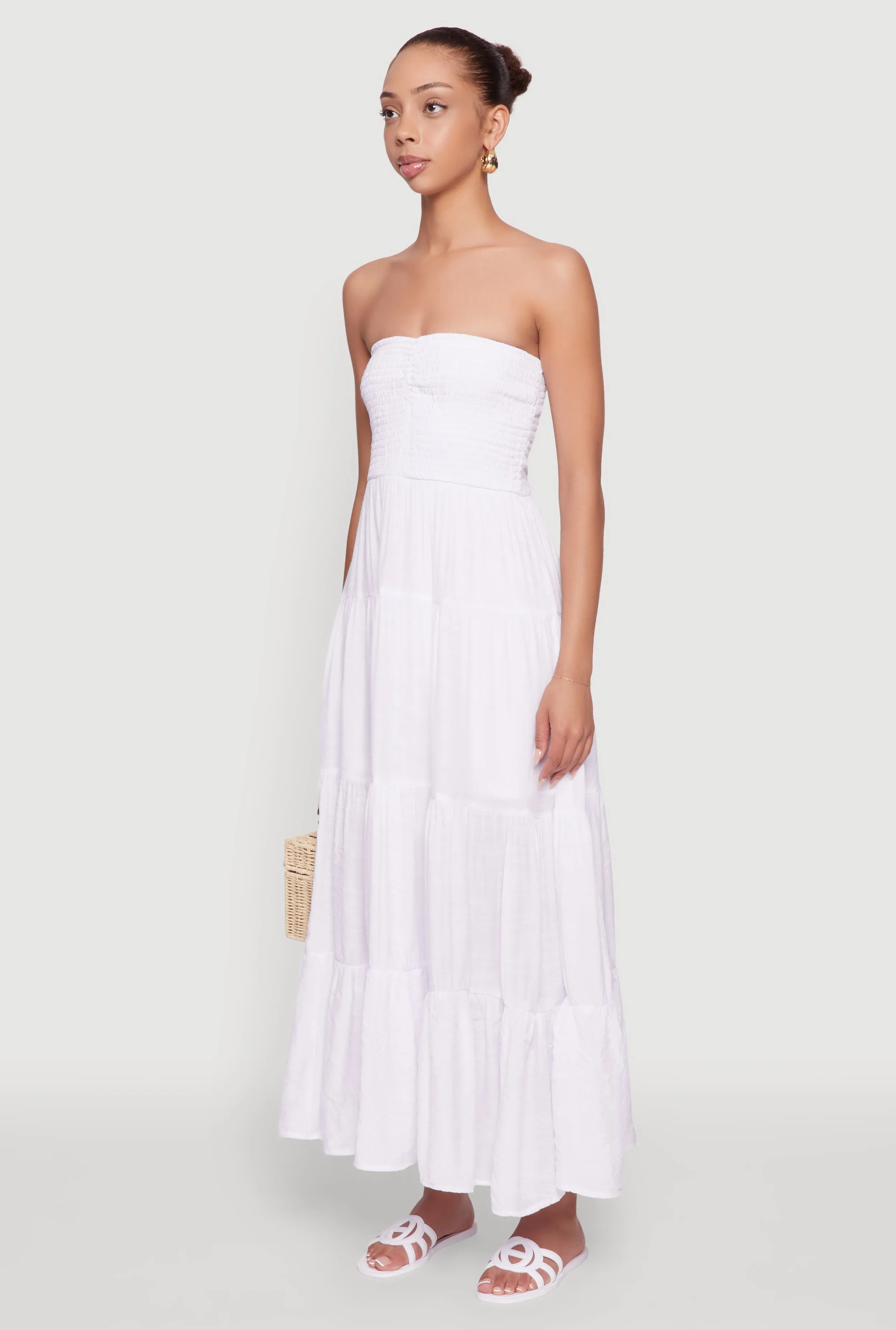 Elegant Strapless Smocked Tiered Dress sold by Rainbow product image thumbnail 3