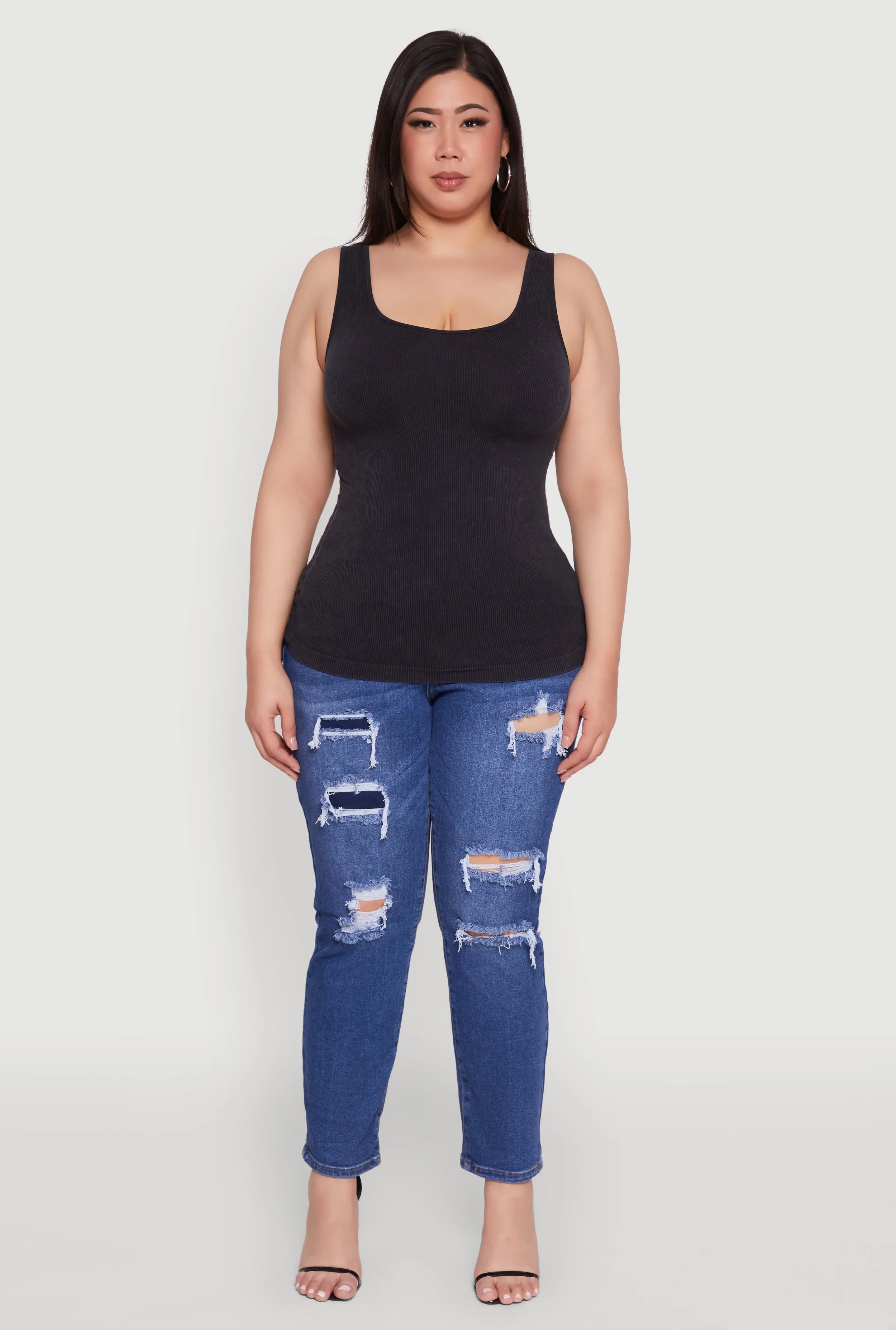 Plus Size Trendy Mineral Wash Side Ruched Tank Top sold by Rainbow product image thumbnail 3