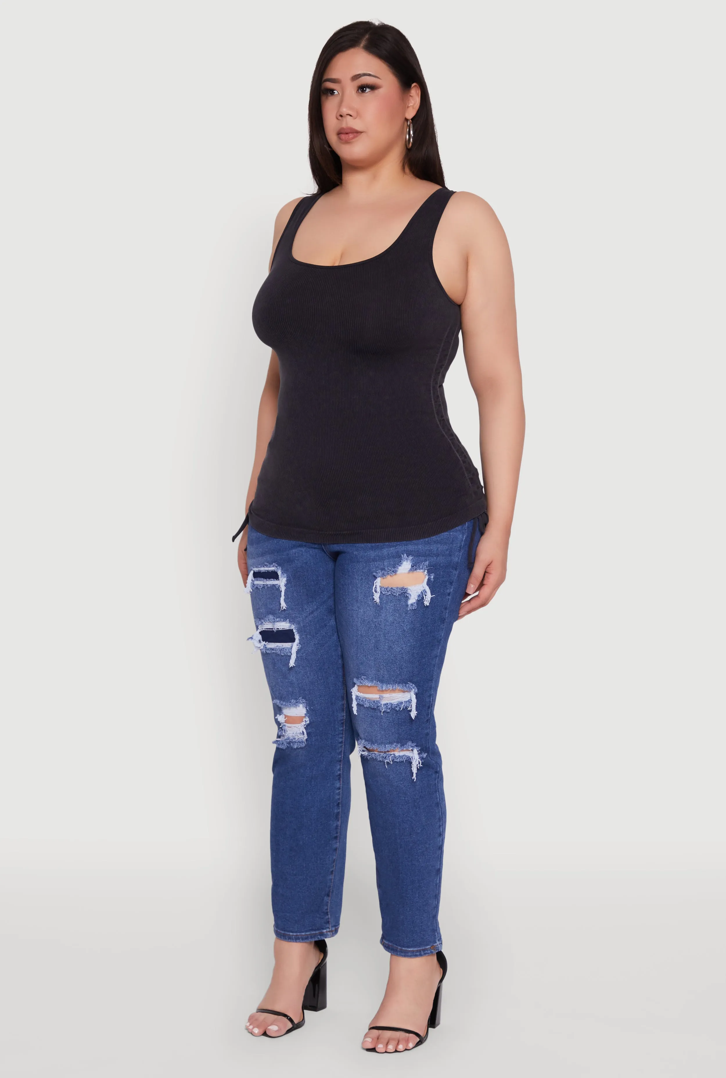 Plus Size Trendy Mineral Wash Side Ruched Tank Top sold by Rainbow product image thumbnail 5