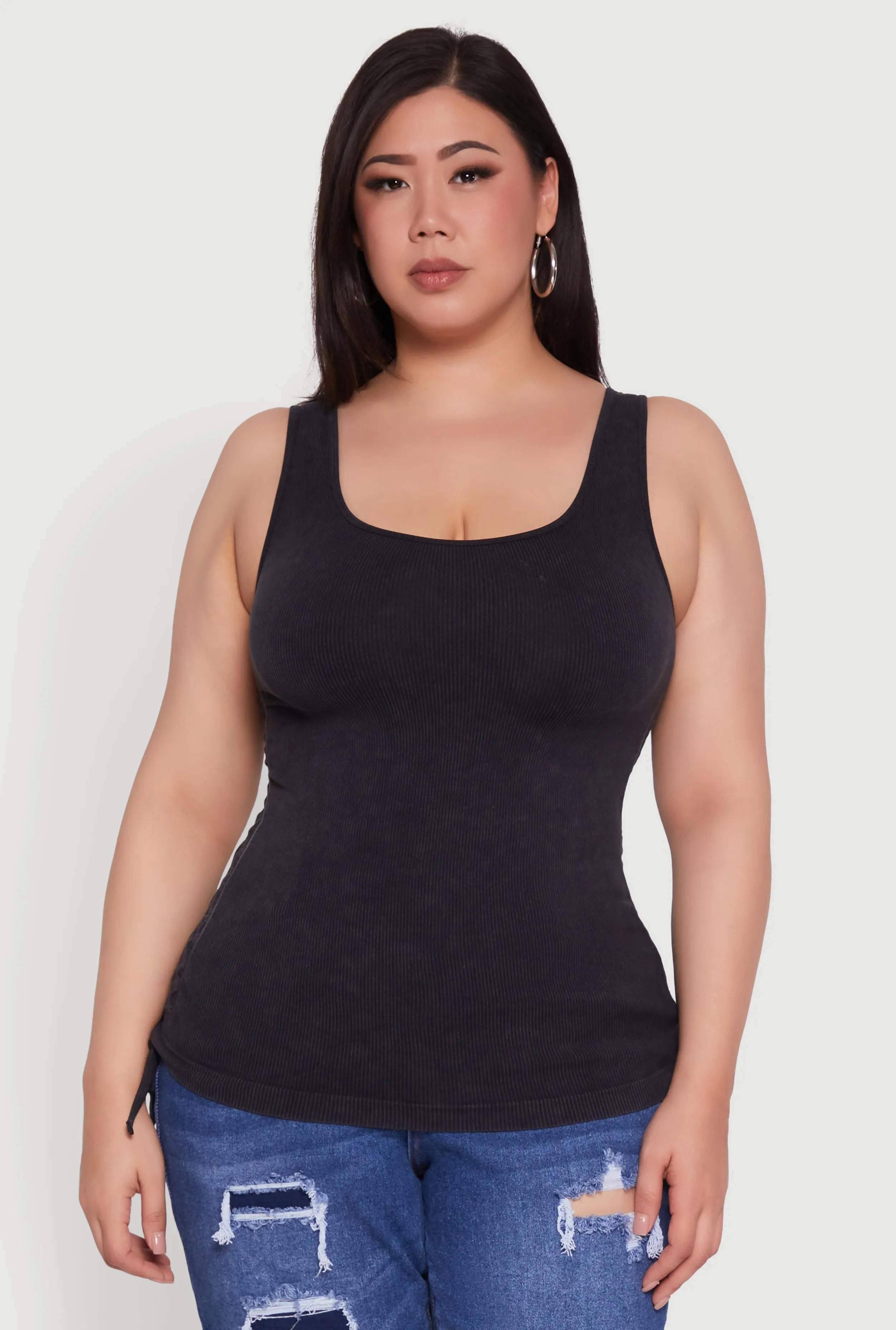 Plus Size Trendy Mineral Wash Side Ruched Tank Top sold by Rainbow product image thumbnail 2