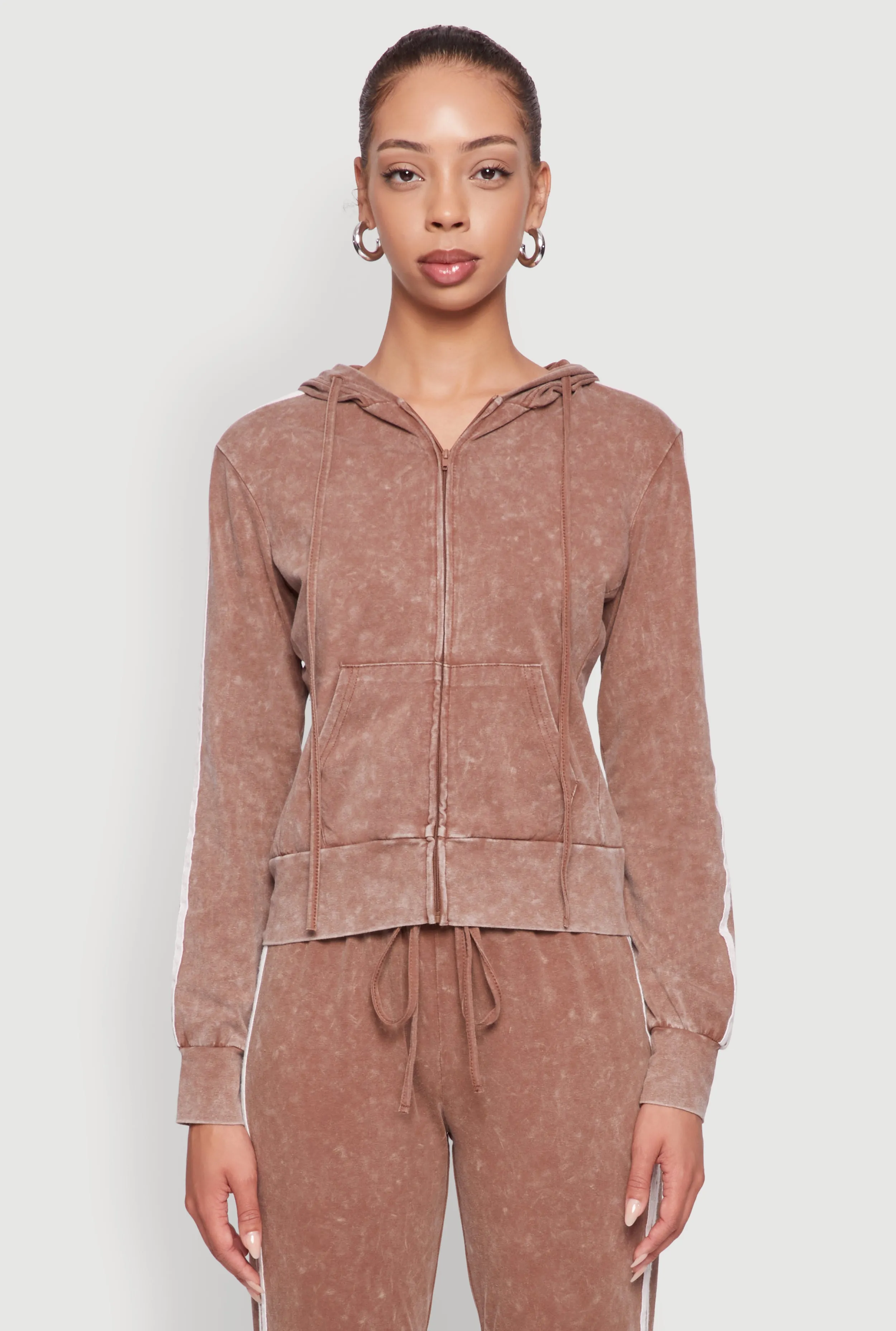 Daisy Mineral Wash Varsity Stripe Hooded Sweatshirt sold by Rainbow