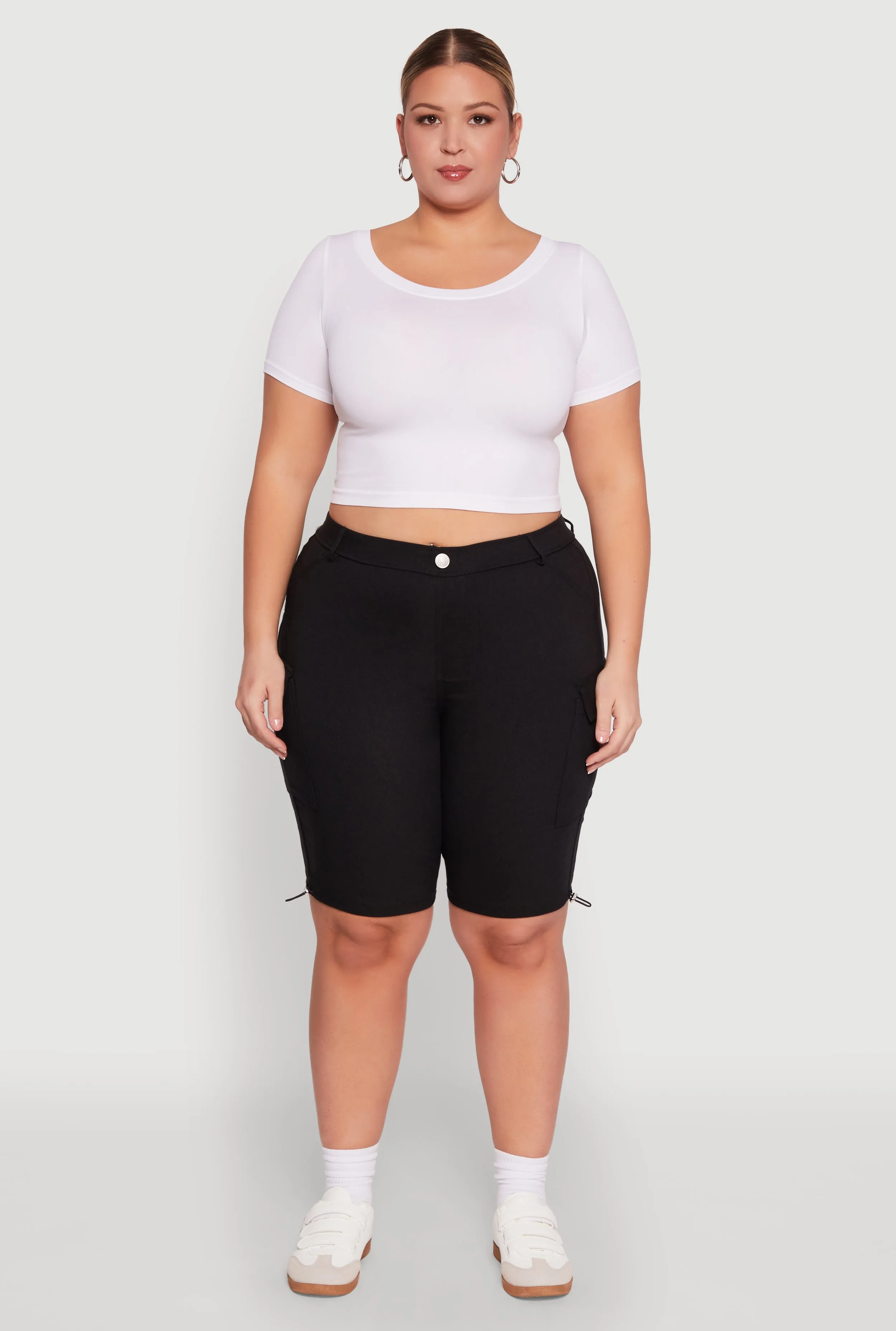 Plus Size Hyperstretch Bermuda Shorts with Cargo Pockets sold by Rainbow