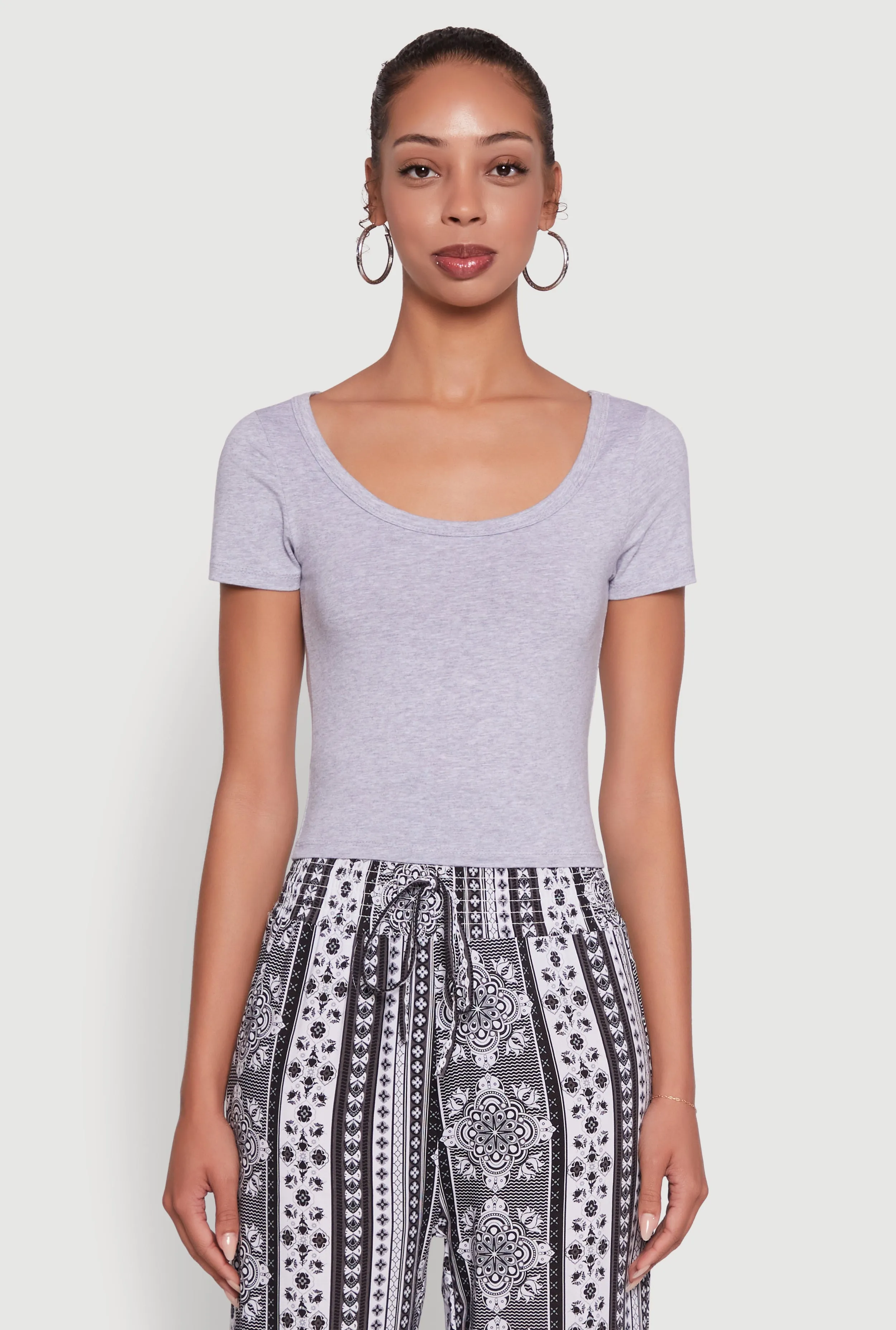 Ambiance Classic Fit Scoop Neck Short Sleeve Cropped Tee sold by Rainbow product image thumbnail 2