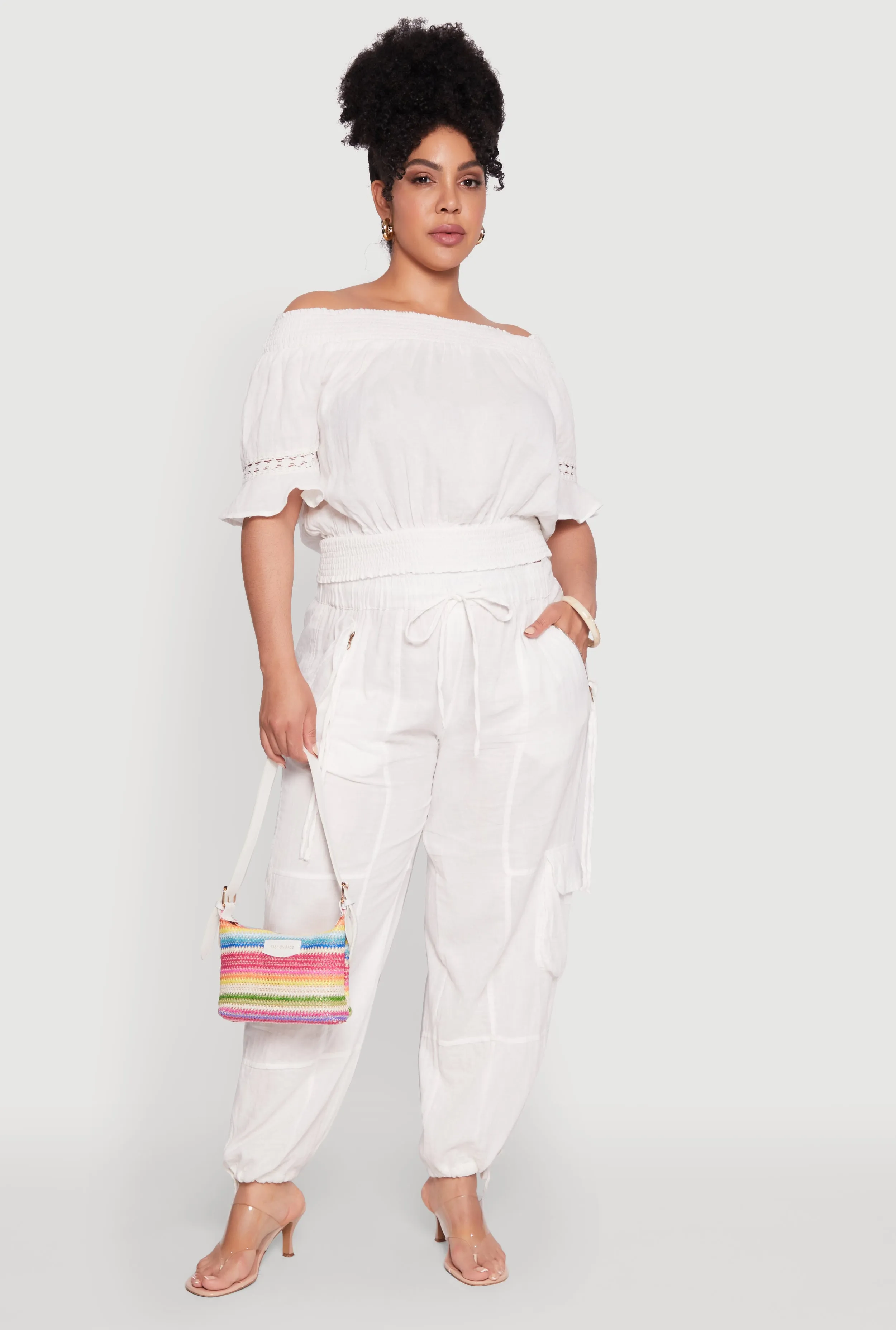 Plus Size Stylish Zip Cargo Pocket Joggers sold by Rainbow