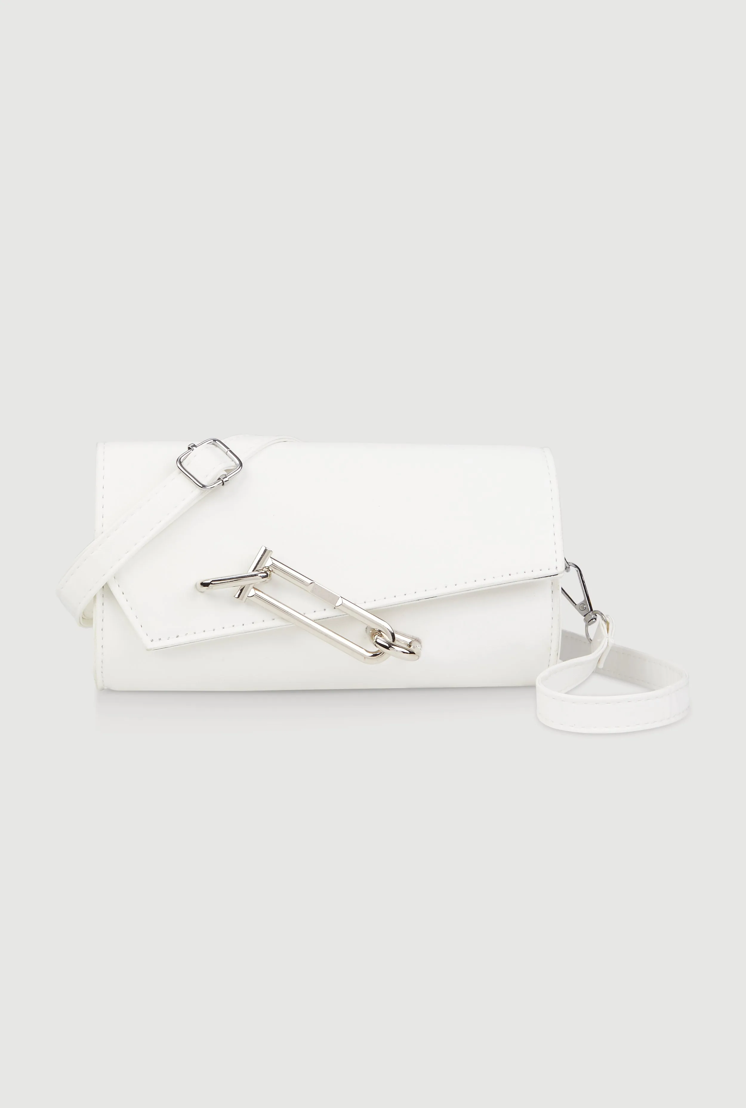 Chic Metallic Detail Faux Leather Crossbody Bag with Removable Strap sold by Rainbow