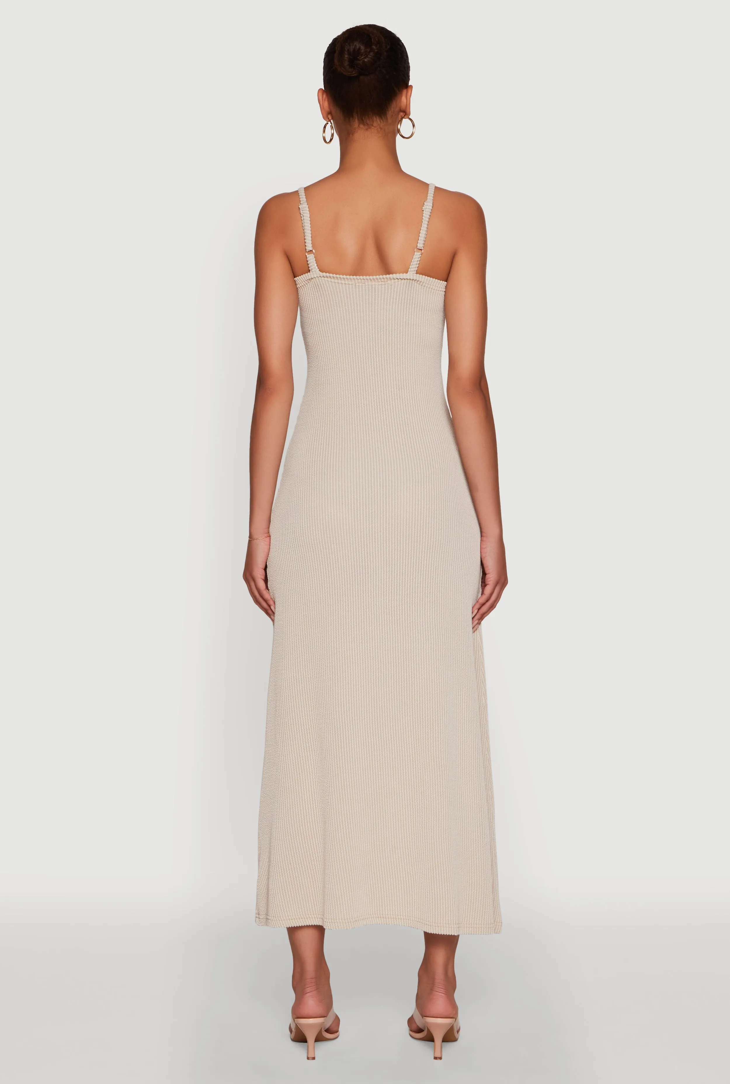 Elegant Scoop Neck Ribbed Knit Cami Dress sold by Rainbow product image thumbnail 5