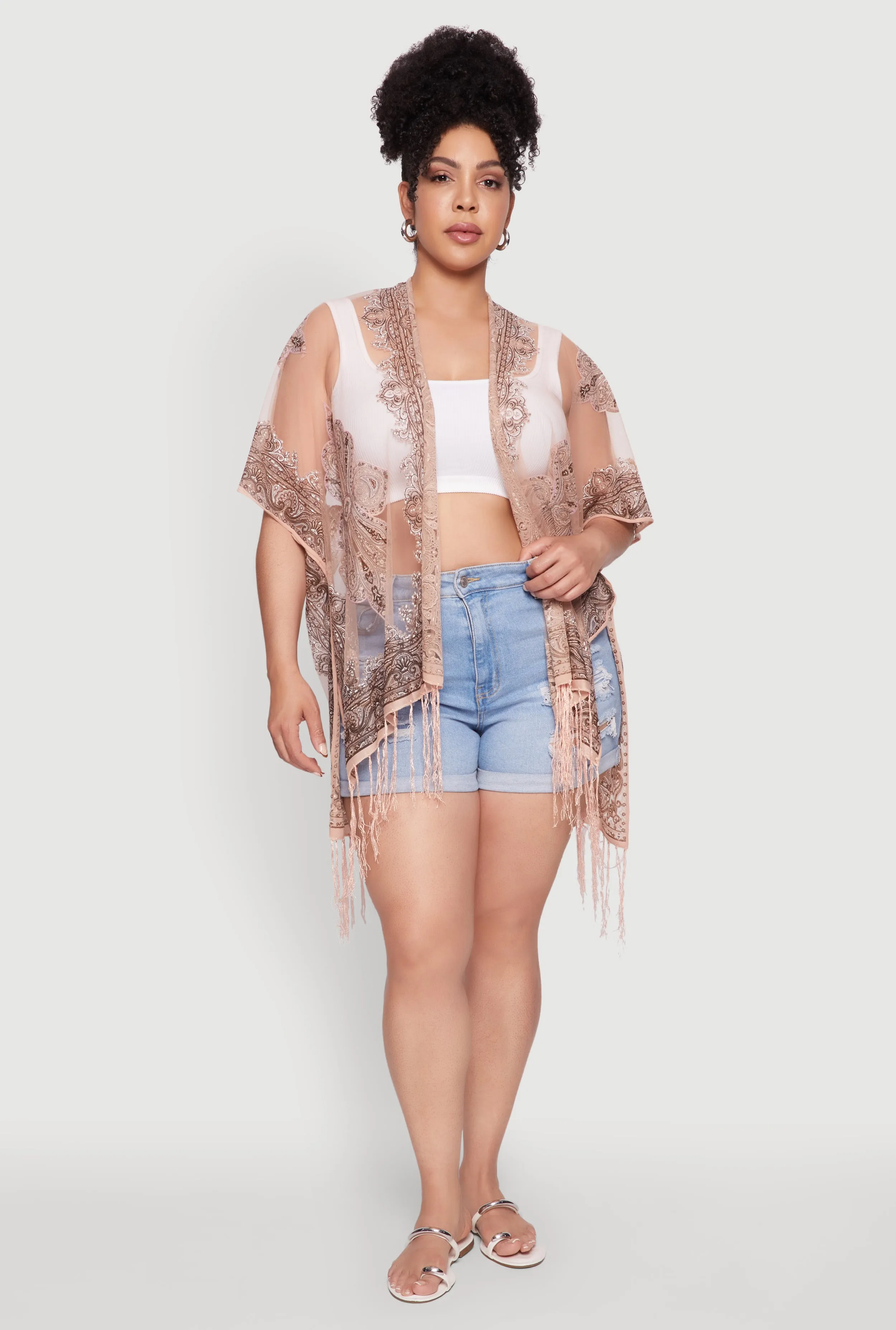 Paisley Cover Up Kimono with Fringe sold by Rainbow product image thumbnail 2
