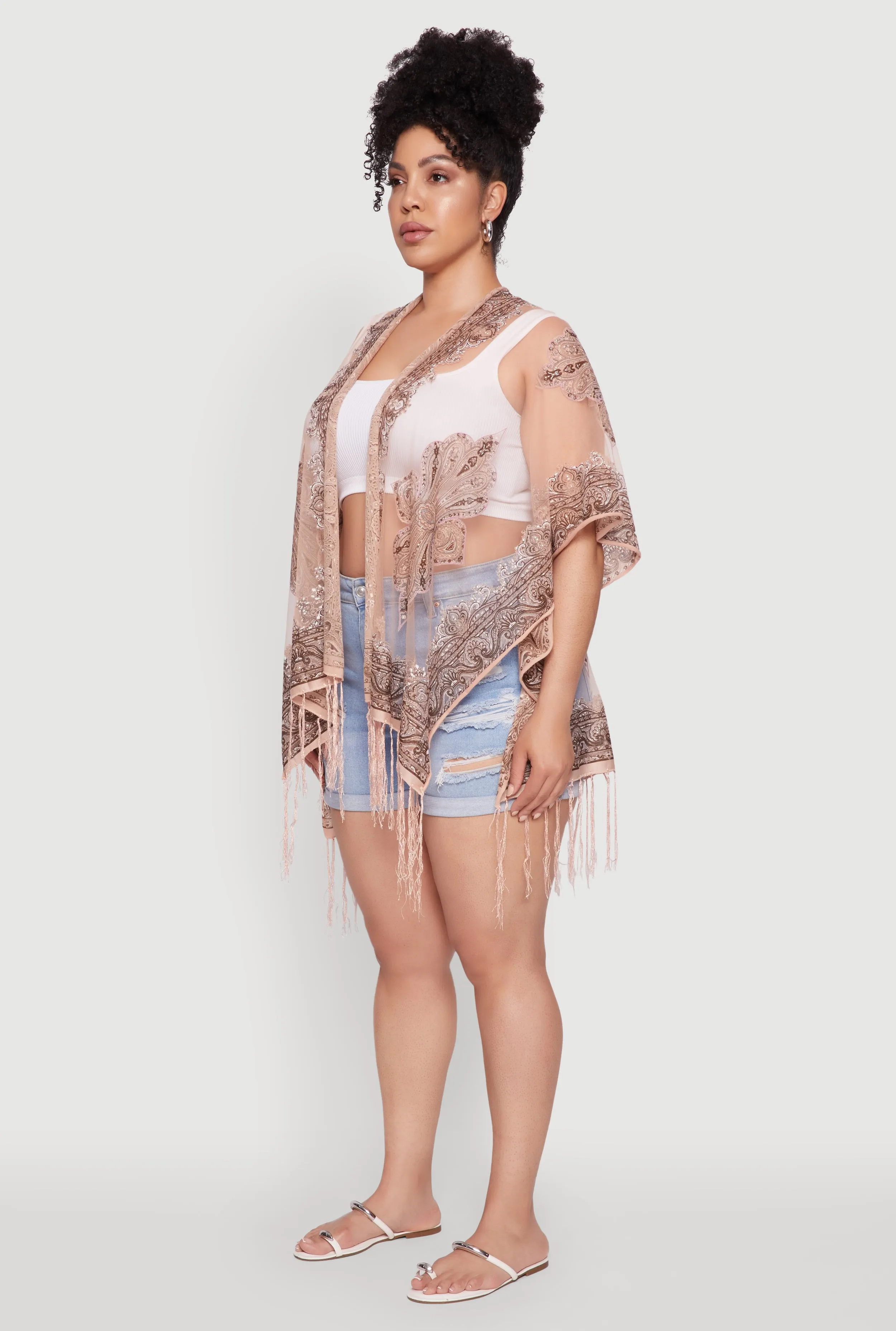 Paisley Cover Up Kimono with Fringe sold by Rainbow product image thumbnail 3