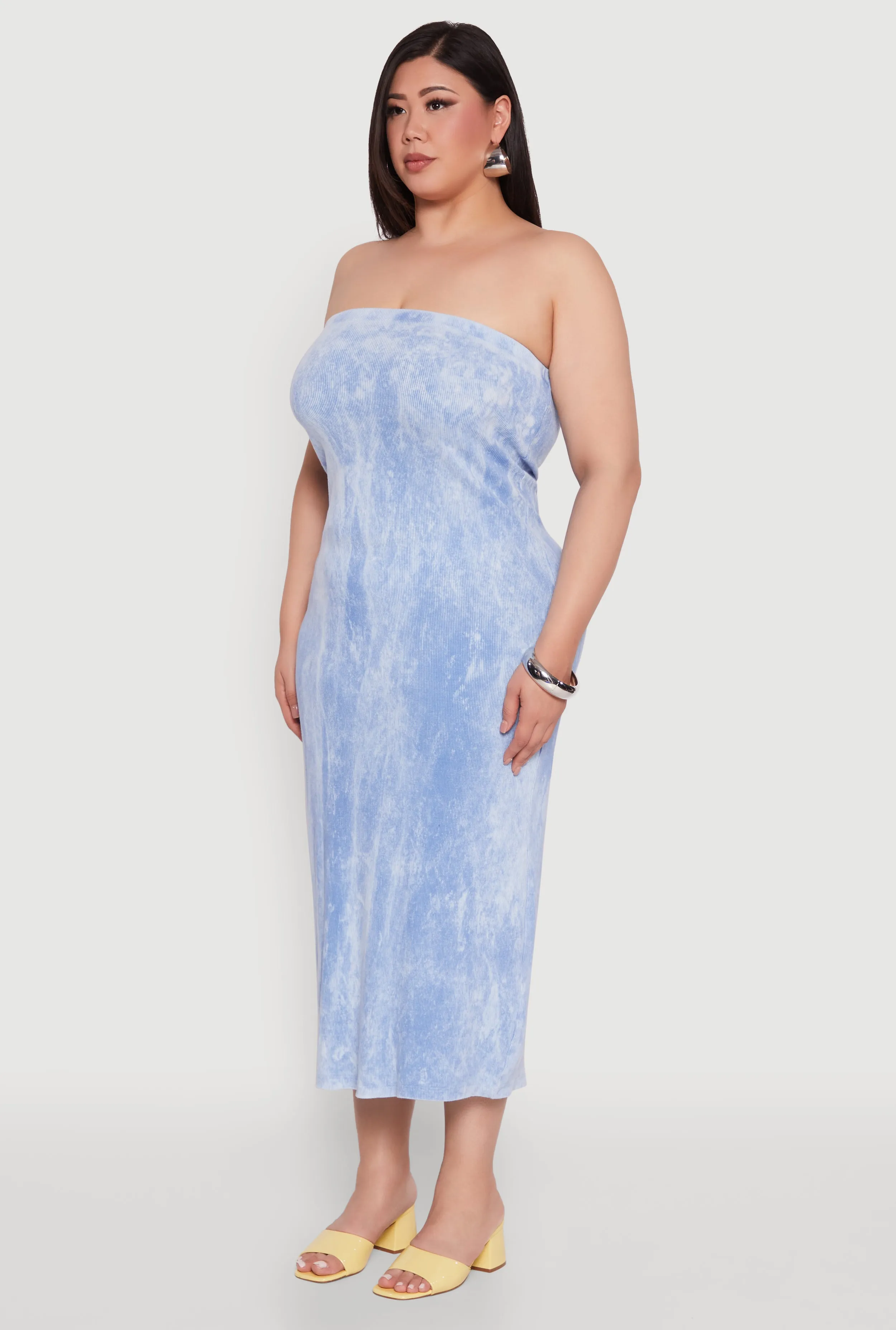 Plus Size Rib Knit Mineral Wash Tube Dress sold by Rainbow product image thumbnail 3