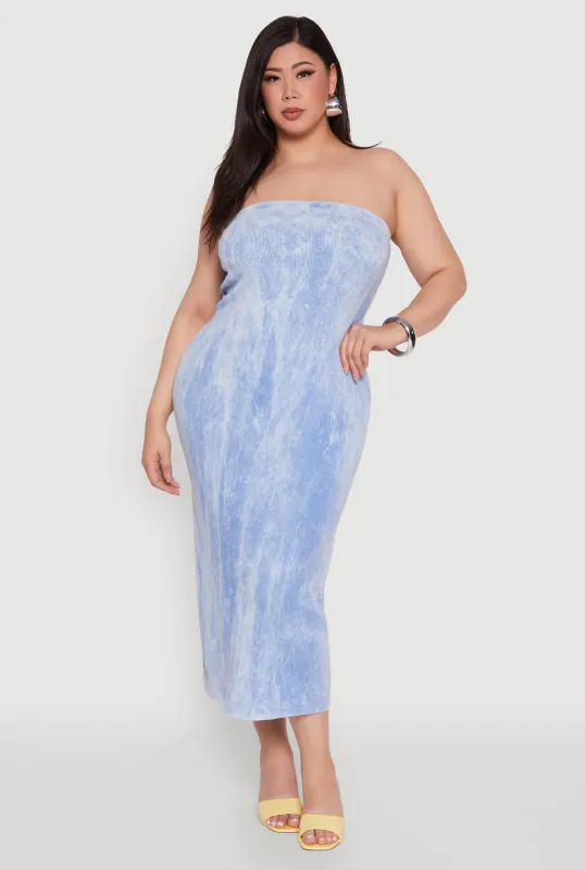 Plus Size Rib Knit Mineral Wash Tube Dress sold by Rainbow