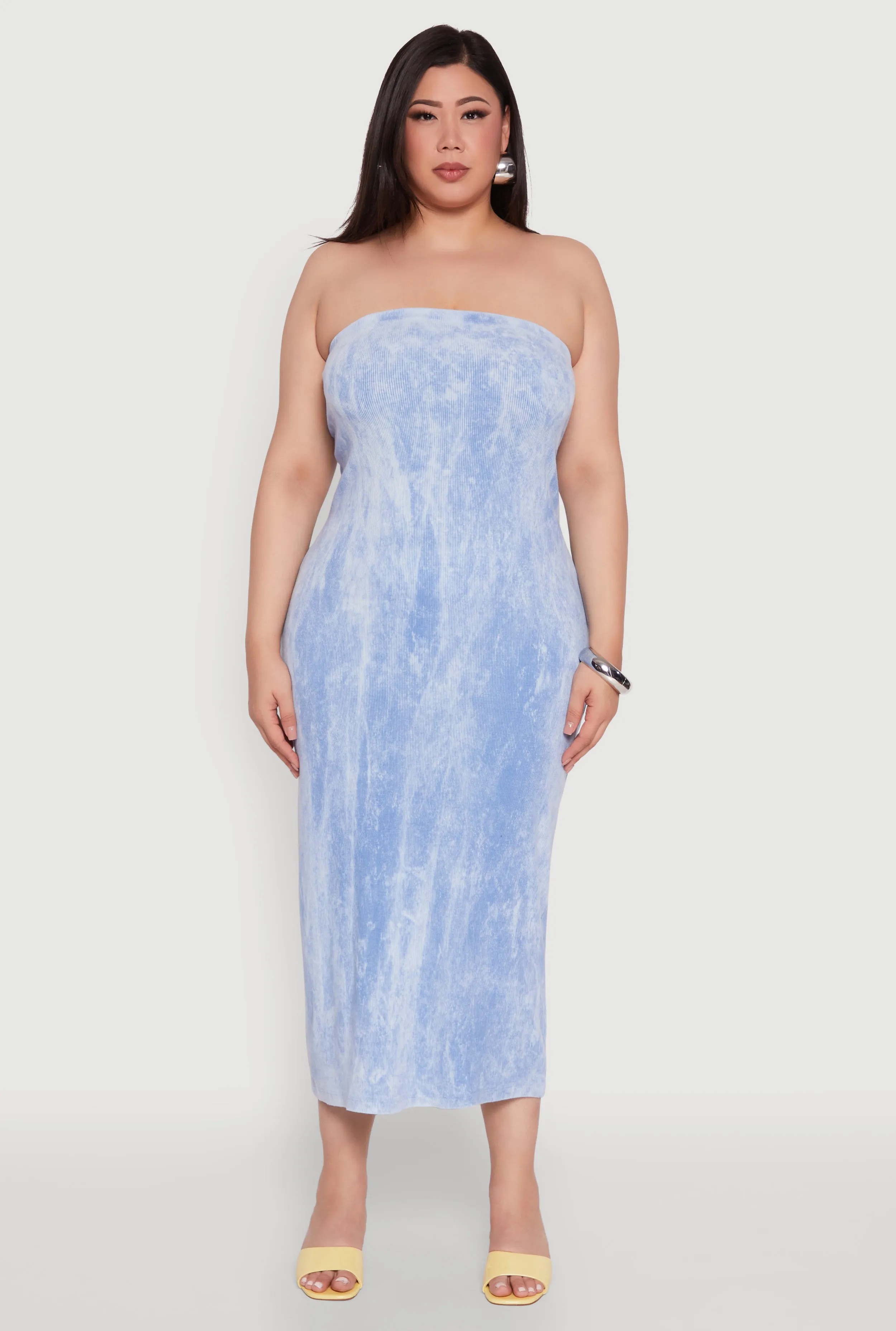 Plus Size Rib Knit Mineral Wash Tube Dress sold by Rainbow product image thumbnail 2