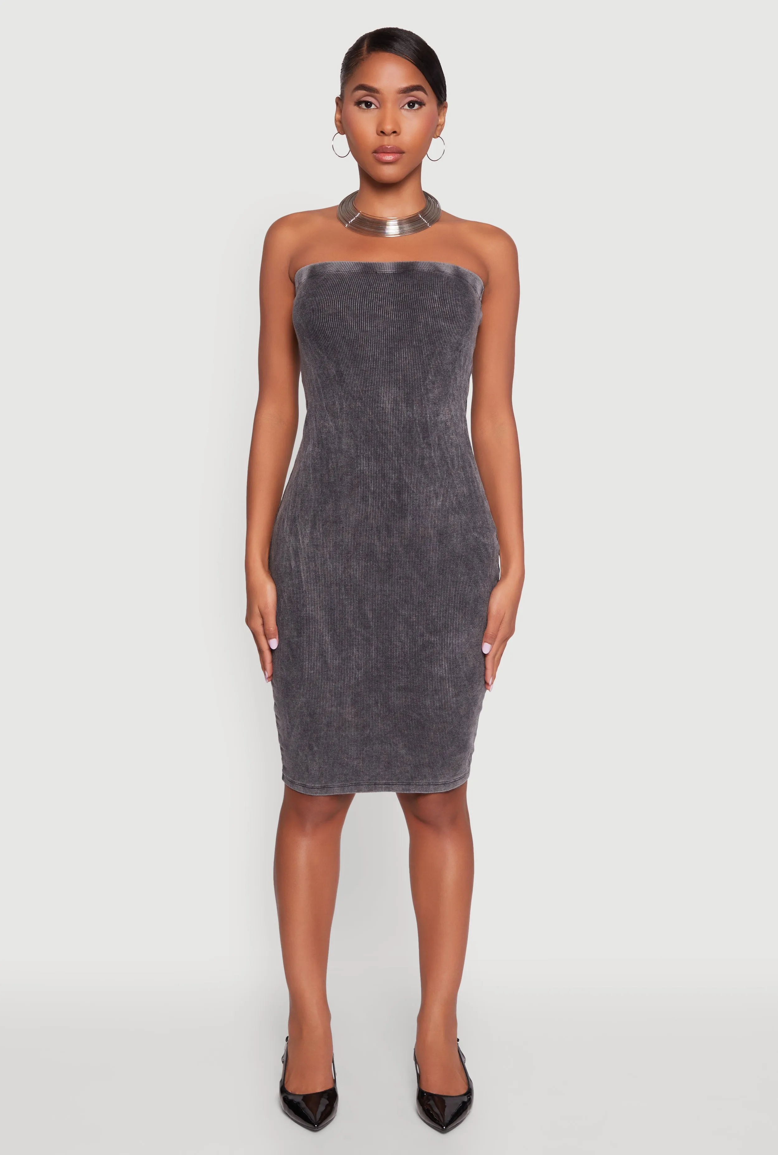Rib Knit Mineral Wash Tube Dress sold by Rainbow product image thumbnail 2