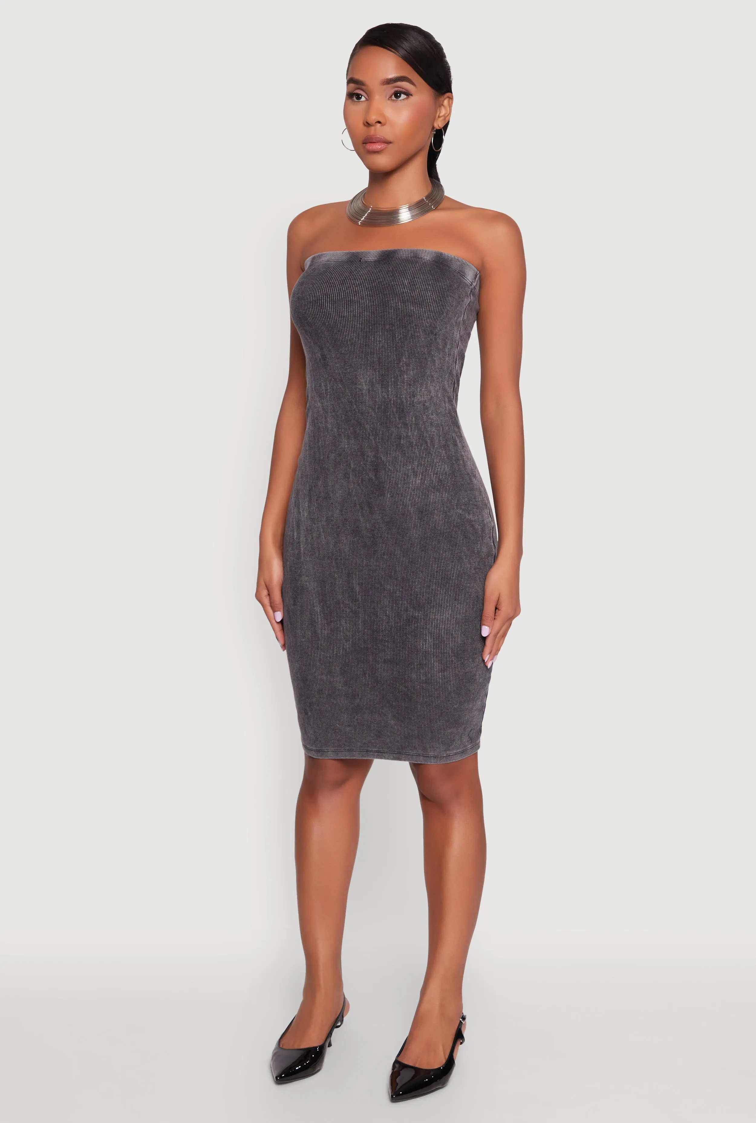 Rib Knit Mineral Wash Tube Dress sold by Rainbow product image thumbnail 3