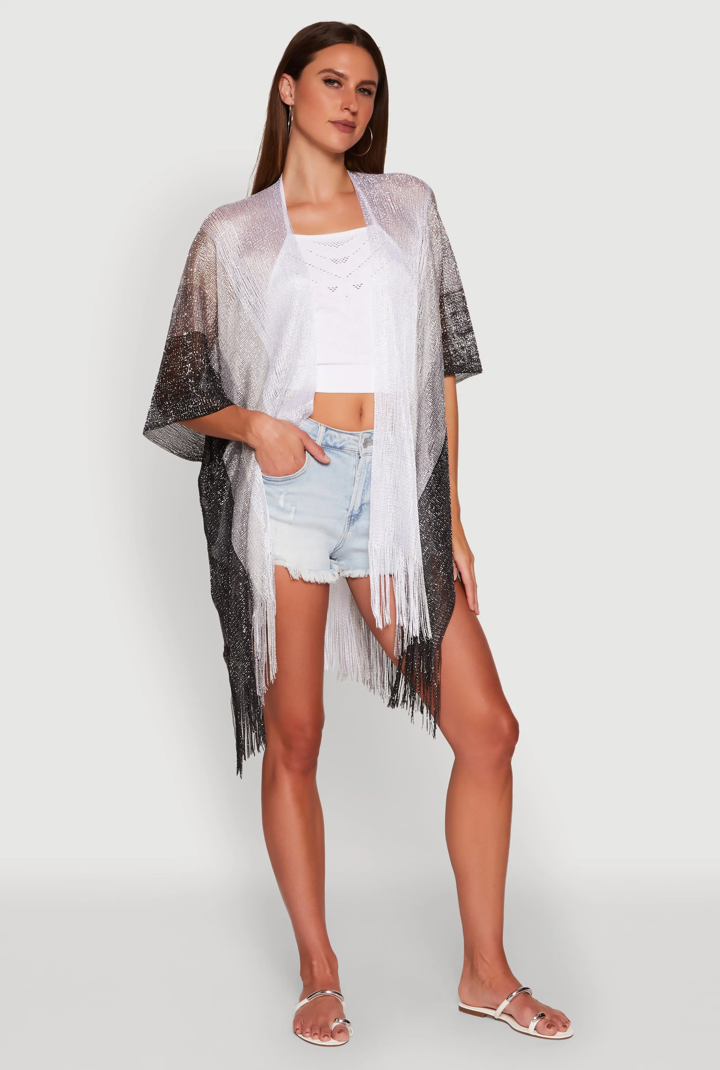 Trendy Fringe Hem Ombre Lurex Cover Up sold by Rainbow product image thumbnail 2