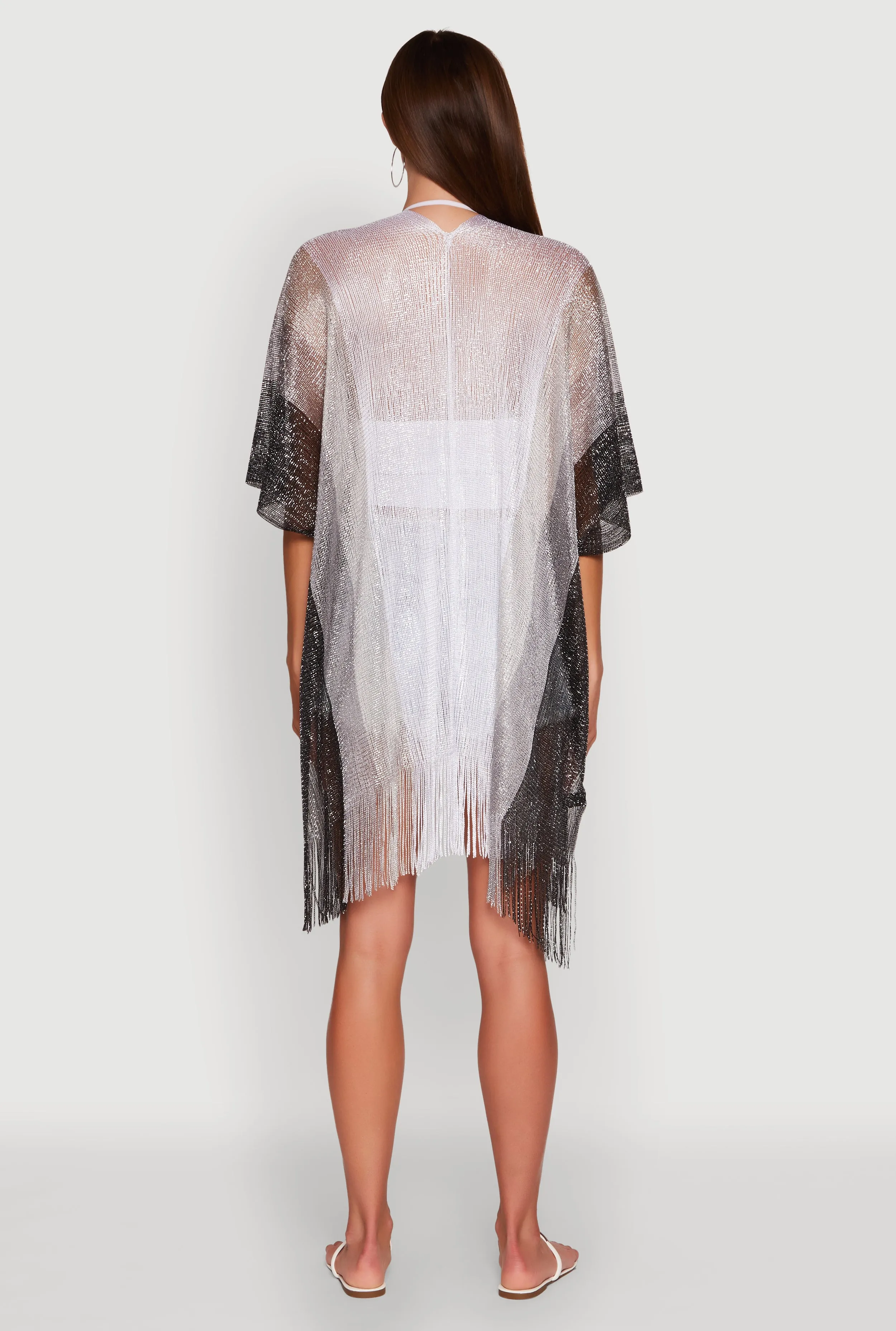Trendy Fringe Hem Ombre Lurex Cover Up sold by Rainbow product image thumbnail 5