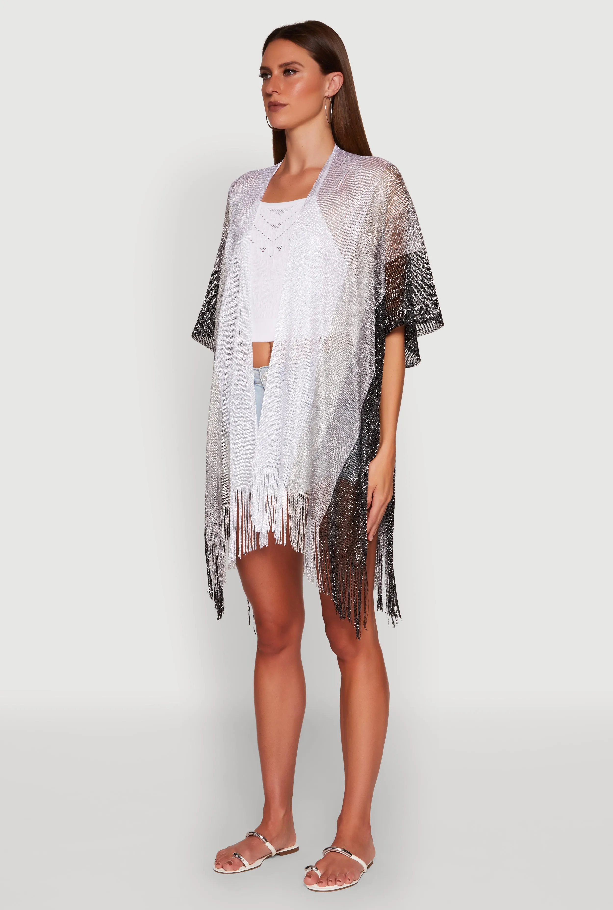 Trendy Fringe Hem Ombre Lurex Cover Up sold by Rainbow product image thumbnail 3