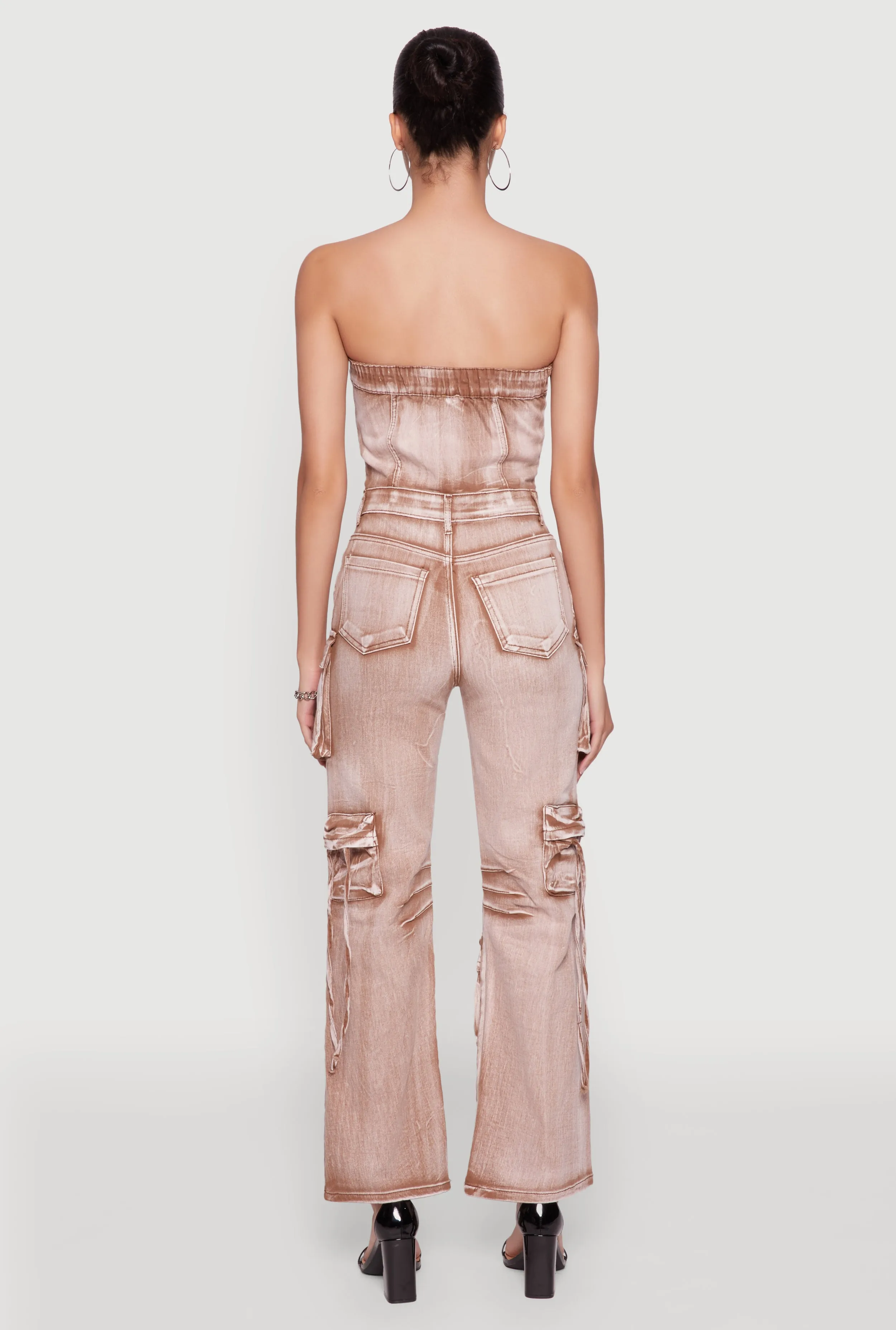 Daisy Denim Strapless Flare Jumpsuit with Cargo Pockets sold by Rainbow product image thumbnail 5