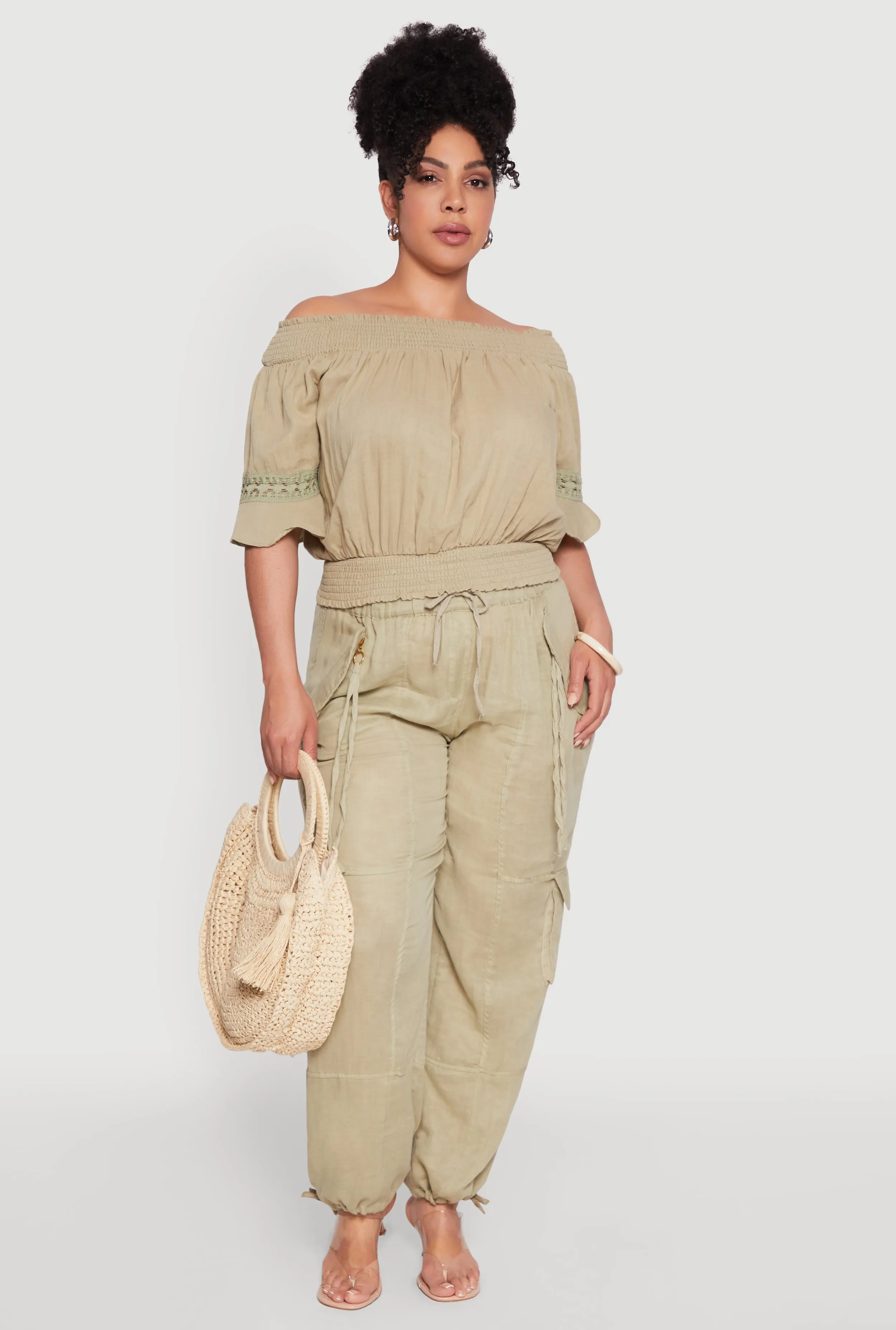 Plus Size Chic Crochet Detail Off Shoulder Blouse sold by Rainbow product image thumbnail 2