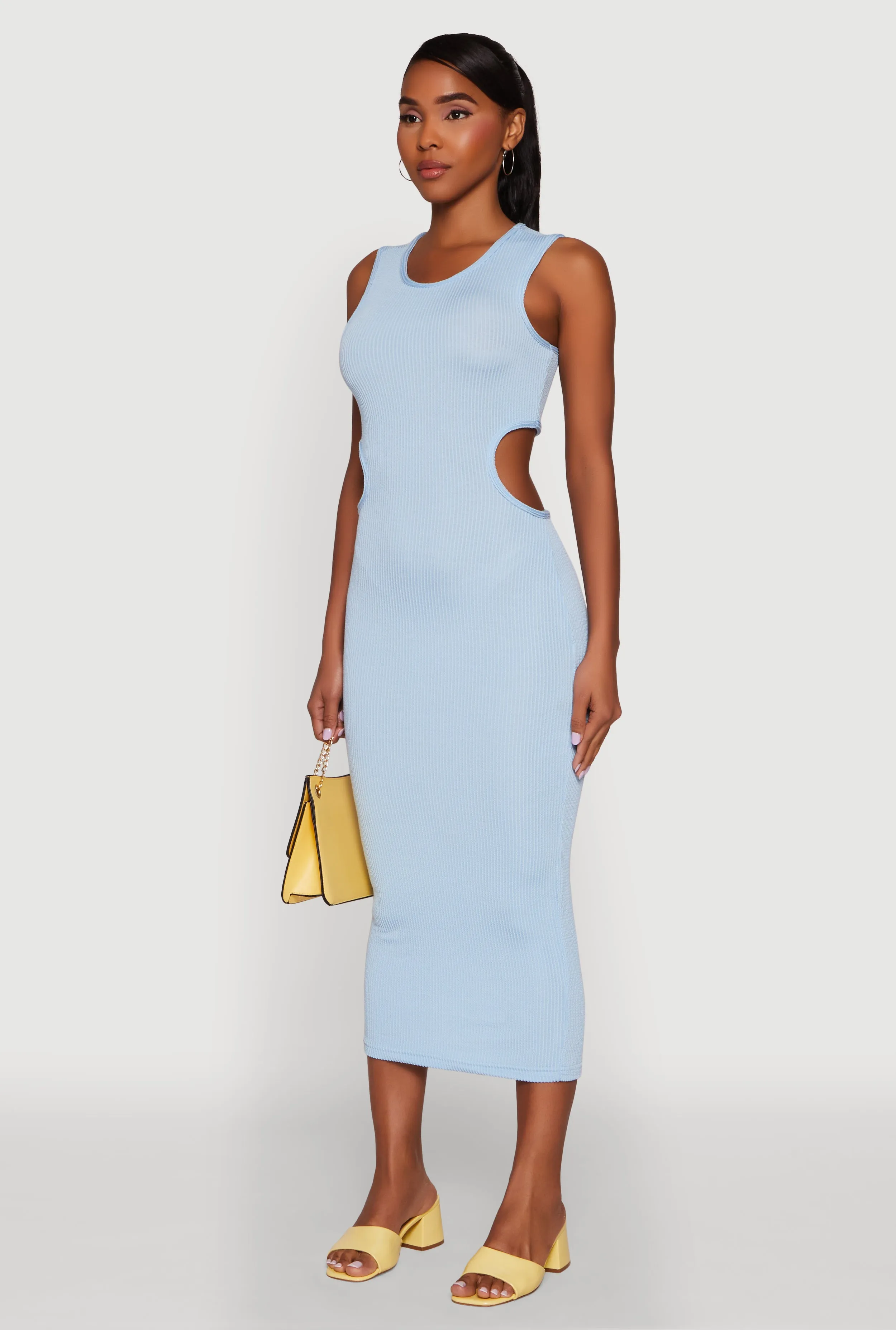 Chic Ribbed Knit Keyhole Back Midi Tank Dress sold by Rainbow product image thumbnail 3