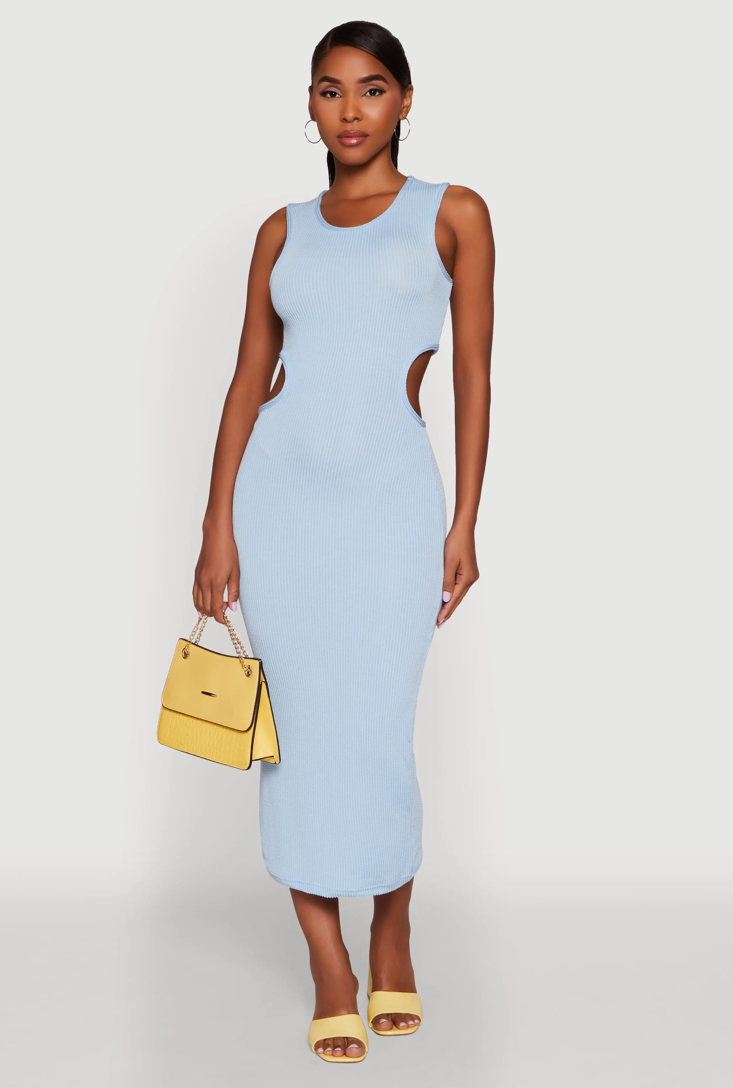 Chic Ribbed Knit Keyhole Back Midi Tank Dress sold by Rainbow product image thumbnail 2