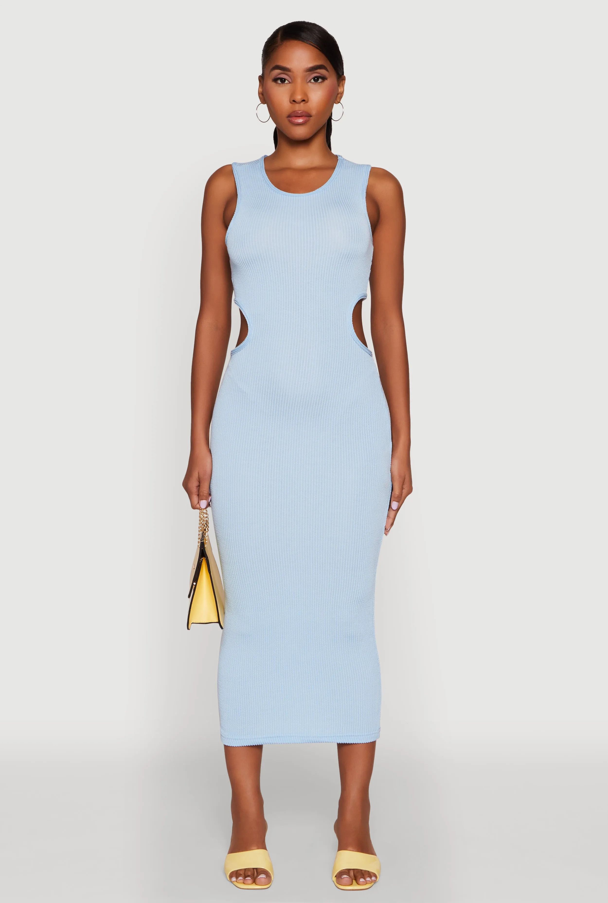 Chic Ribbed Knit Keyhole Back Midi Tank Dress sold by Rainbow