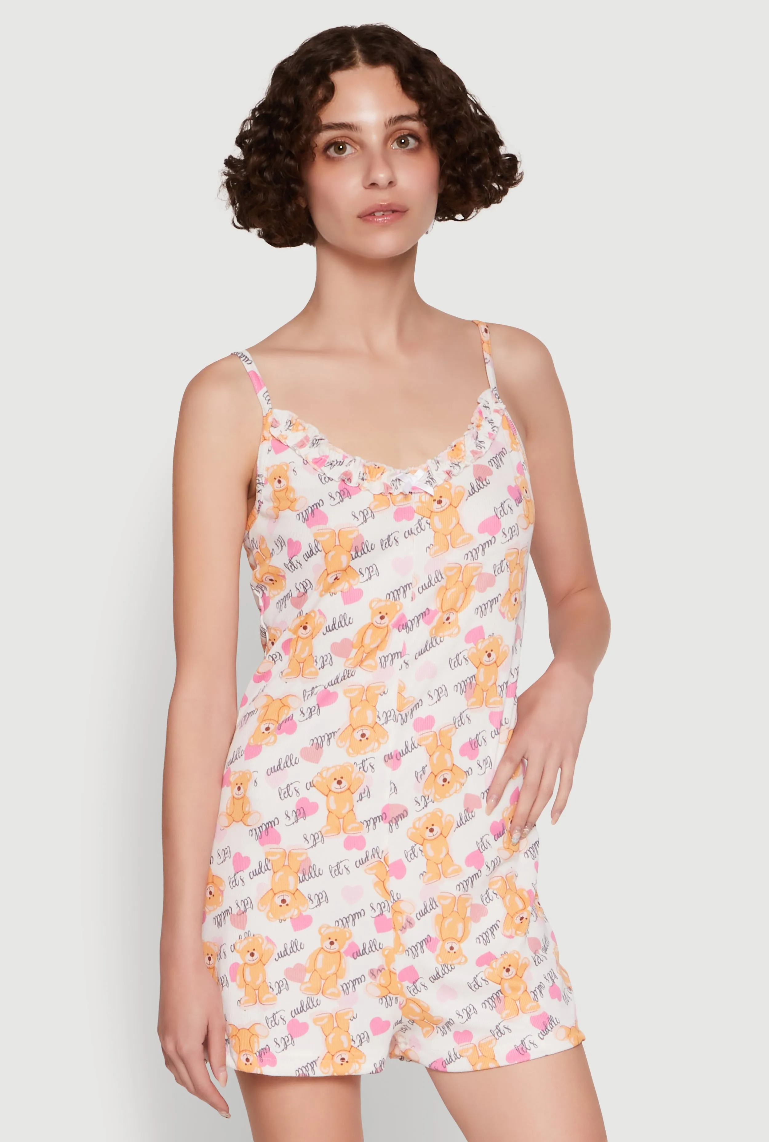 Lettuce Edge Teddy Bear Graphic Pajama Romper sold by Rainbow product image thumbnail 2