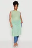 Plus Size Stylish Mesh Side Slit Tank Top with Ruching and Maxi Hem sold by Rainbow