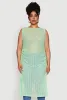 Plus Size Stylish Mesh Side Slit Tank Top with Ruching and Maxi Hem sold by Rainbow