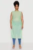 Plus Size Stylish Mesh Side Slit Tank Top with Ruching and Maxi Hem sold by Rainbow
