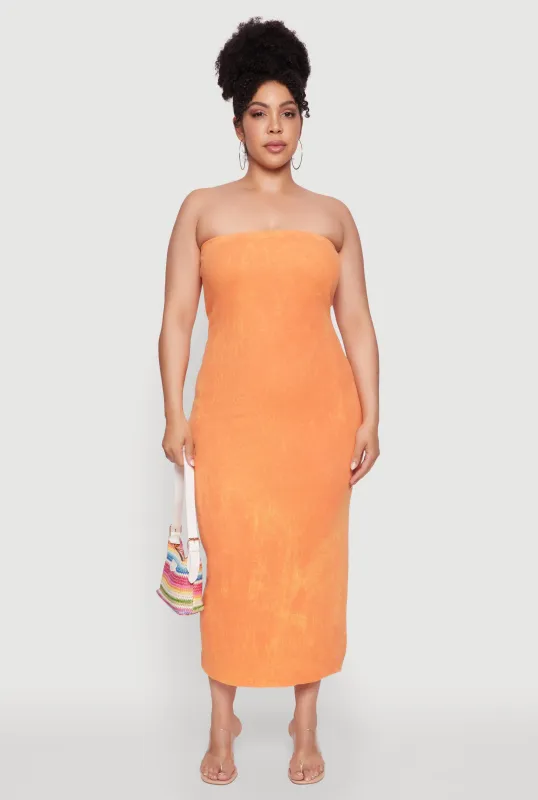 Plus Size Rib Knit Mineral Wash Tube Dress sold by Rainbow