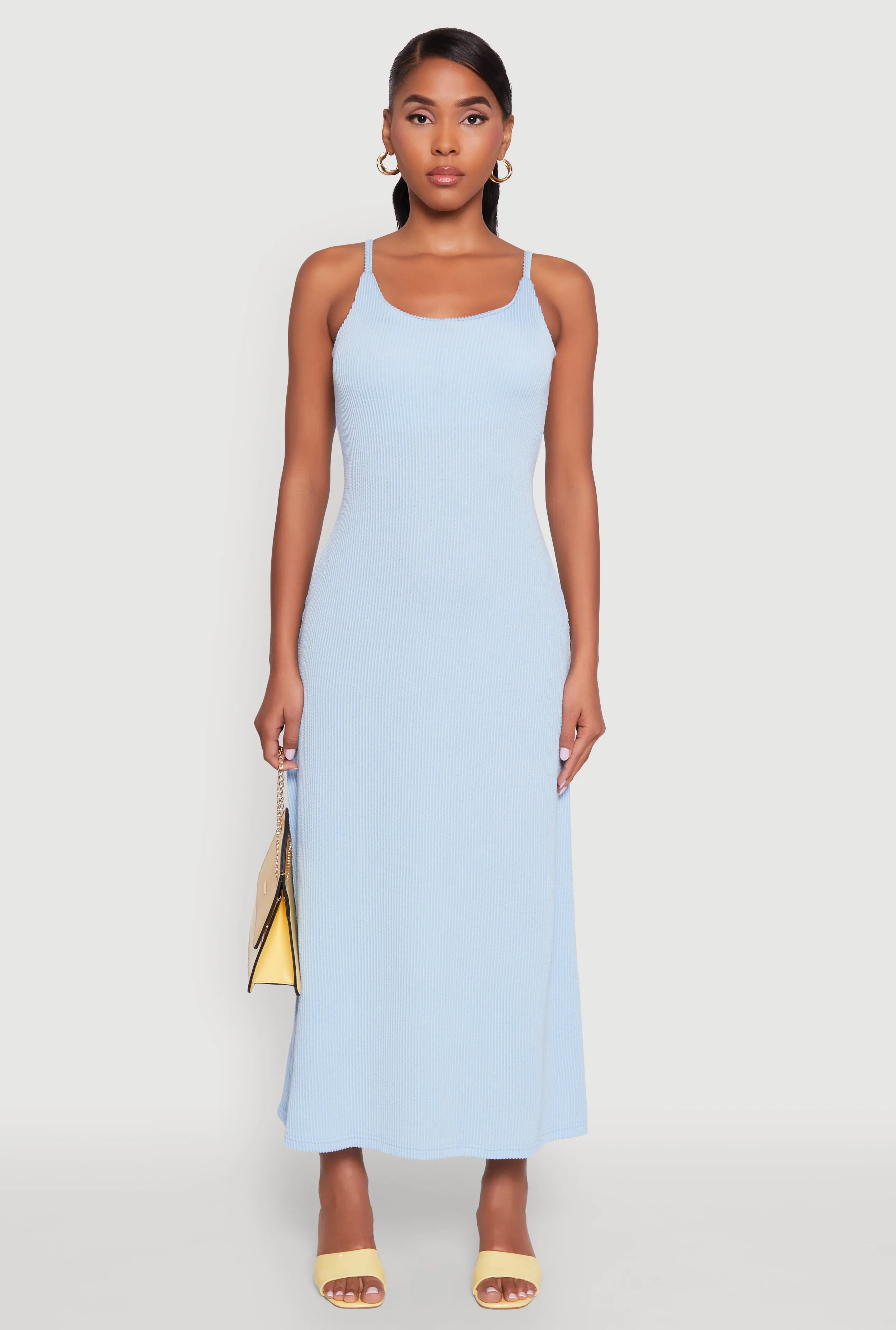 Elegant Scoop Neck Ribbed Knit Cami Dress sold by Rainbow product image thumbnail 2