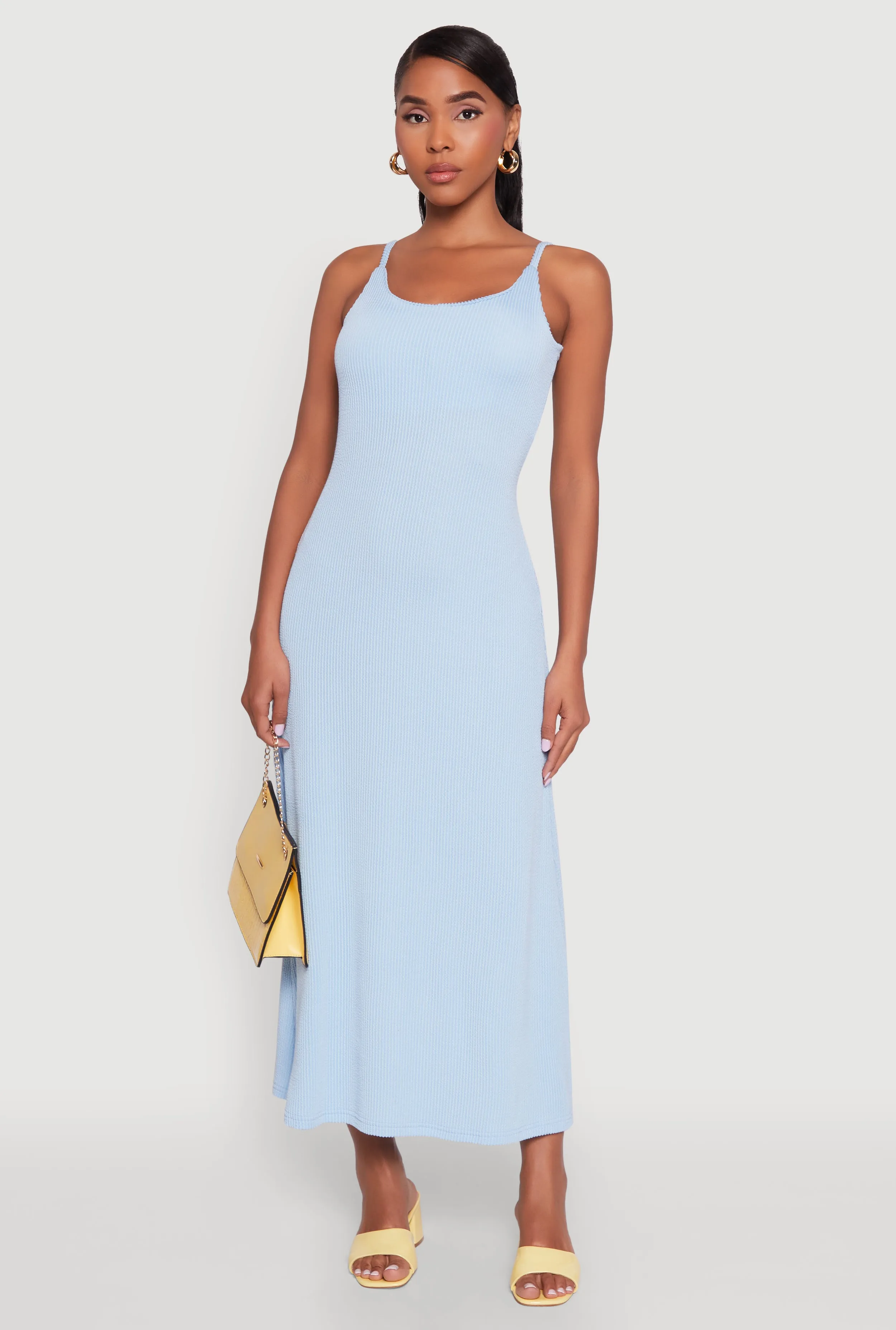 Elegant Scoop Neck Ribbed Knit Cami Dress sold by Rainbow