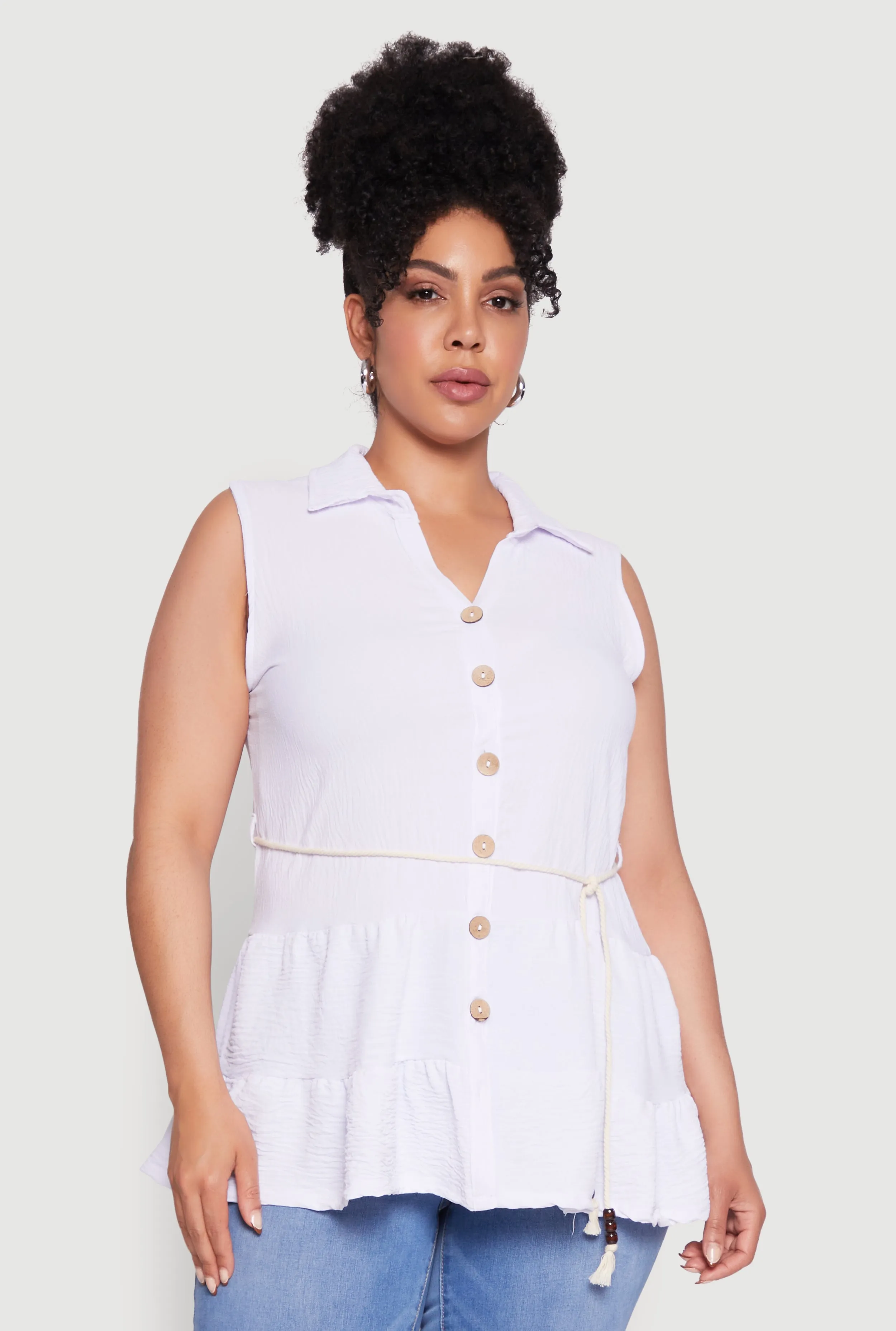 Plus Size Crepe Knit Tiered Sleeveless Blouse sold by Rainbow product image thumbnail 2