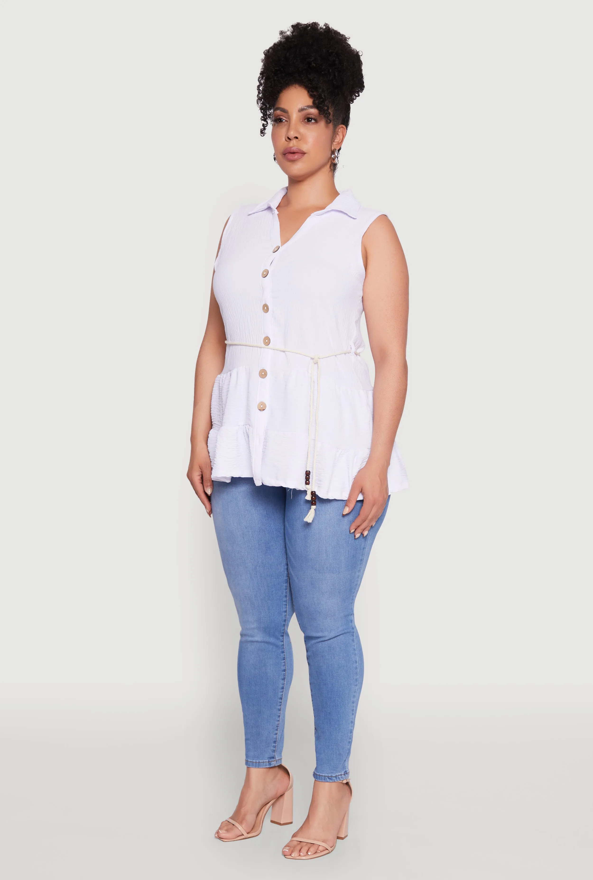 Plus Size Crepe Knit Tiered Sleeveless Blouse sold by Rainbow product image thumbnail 5