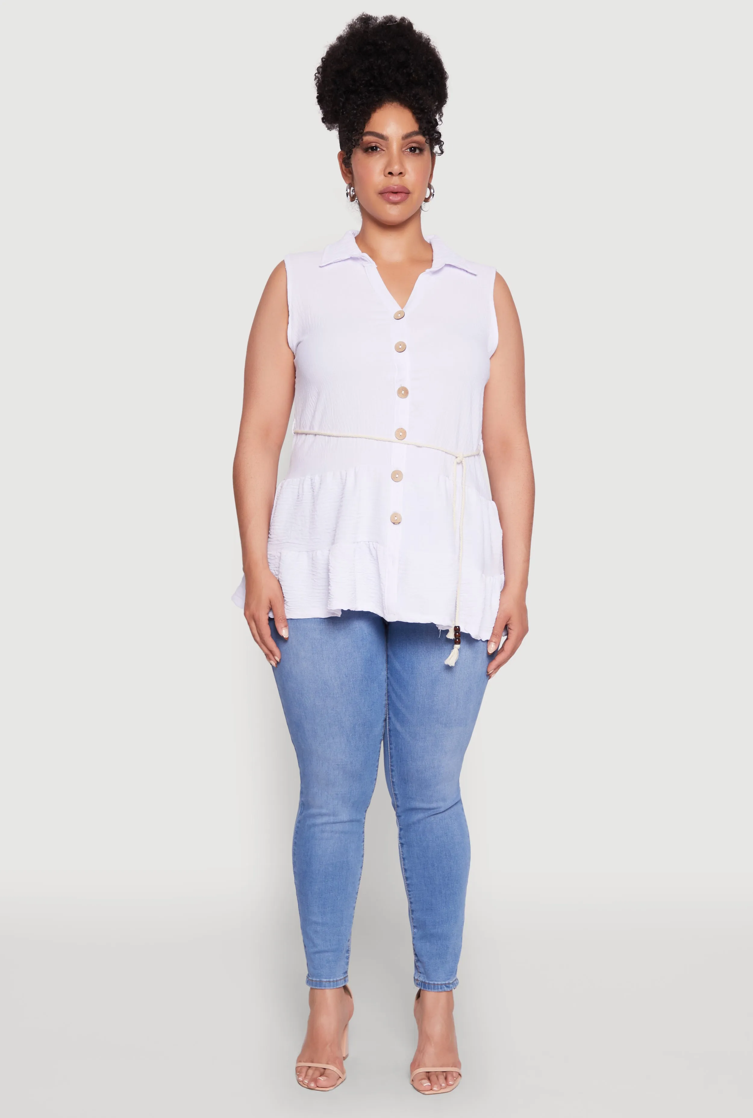 Plus Size Crepe Knit Tiered Sleeveless Blouse sold by Rainbow product image thumbnail 3