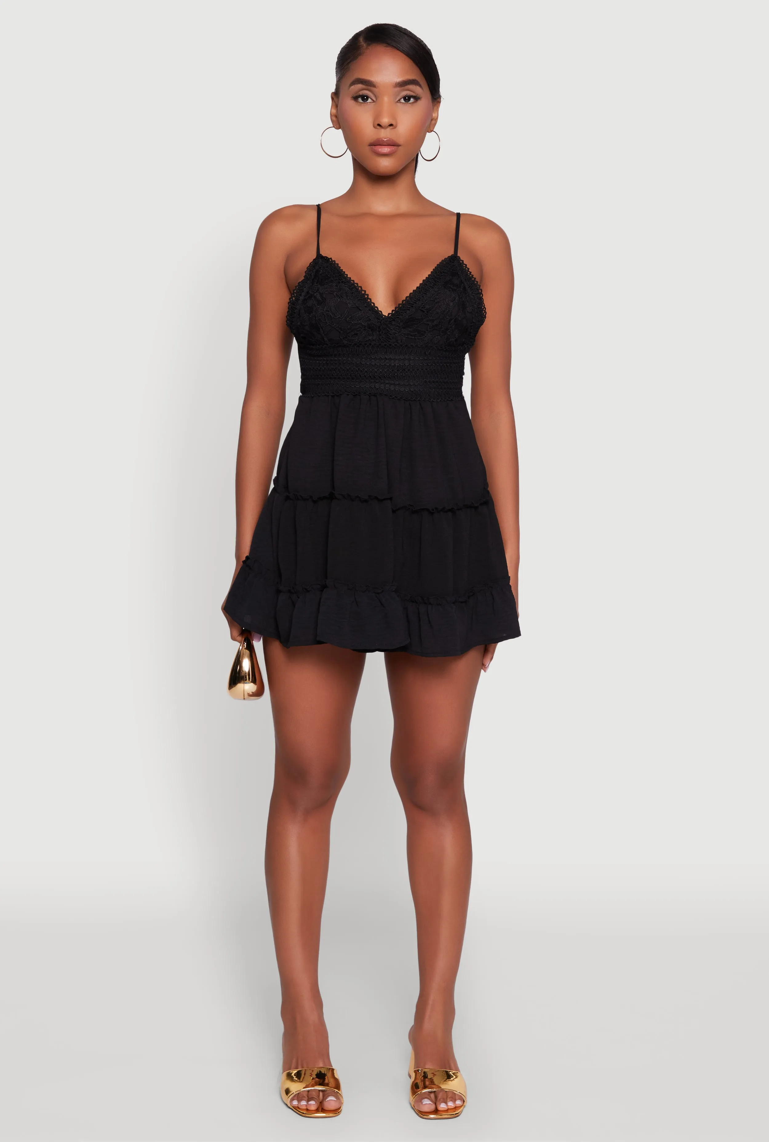 Chic Crochet Detail V Neck Tiered Dress sold by Rainbow product image thumbnail 2