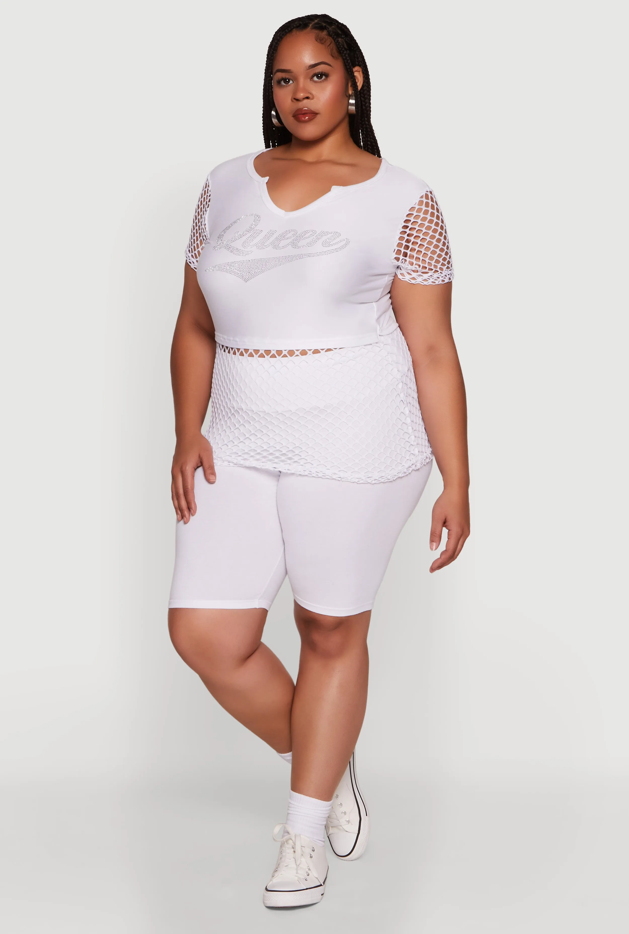 Plus Size Queen Graphic Top with Fishnet Detail and Rhinestones sold by Rainbow product image thumbnail 3