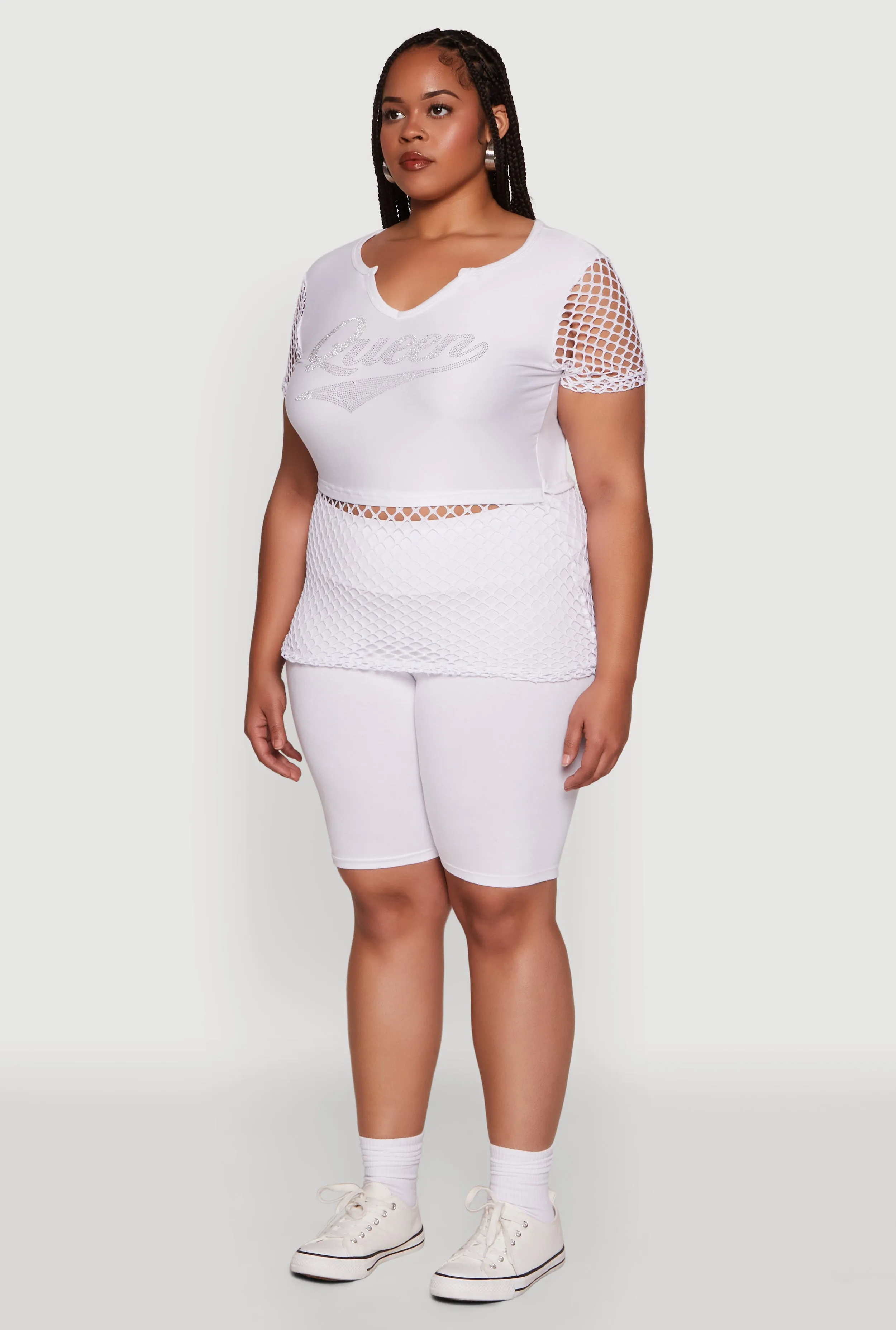 Plus Size Queen Graphic Top with Fishnet Detail and Rhinestones sold by Rainbow product image thumbnail 5