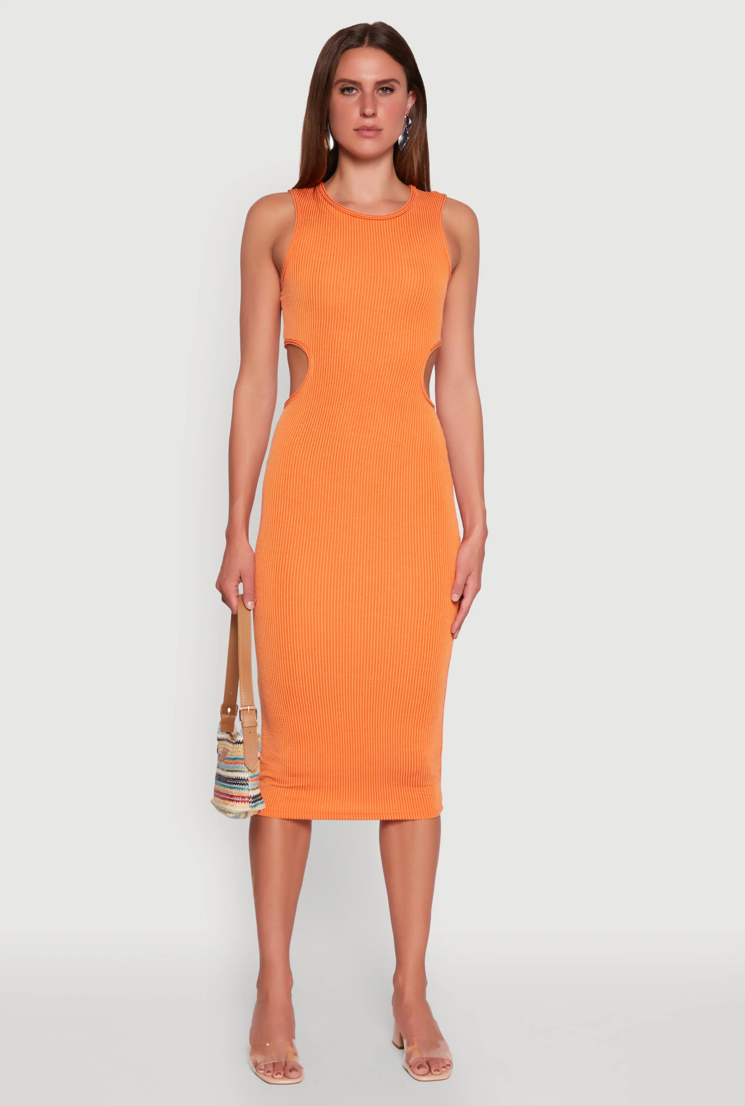 Chic Ribbed Knit Keyhole Back Midi Tank Dress sold by Rainbow product image thumbnail 2