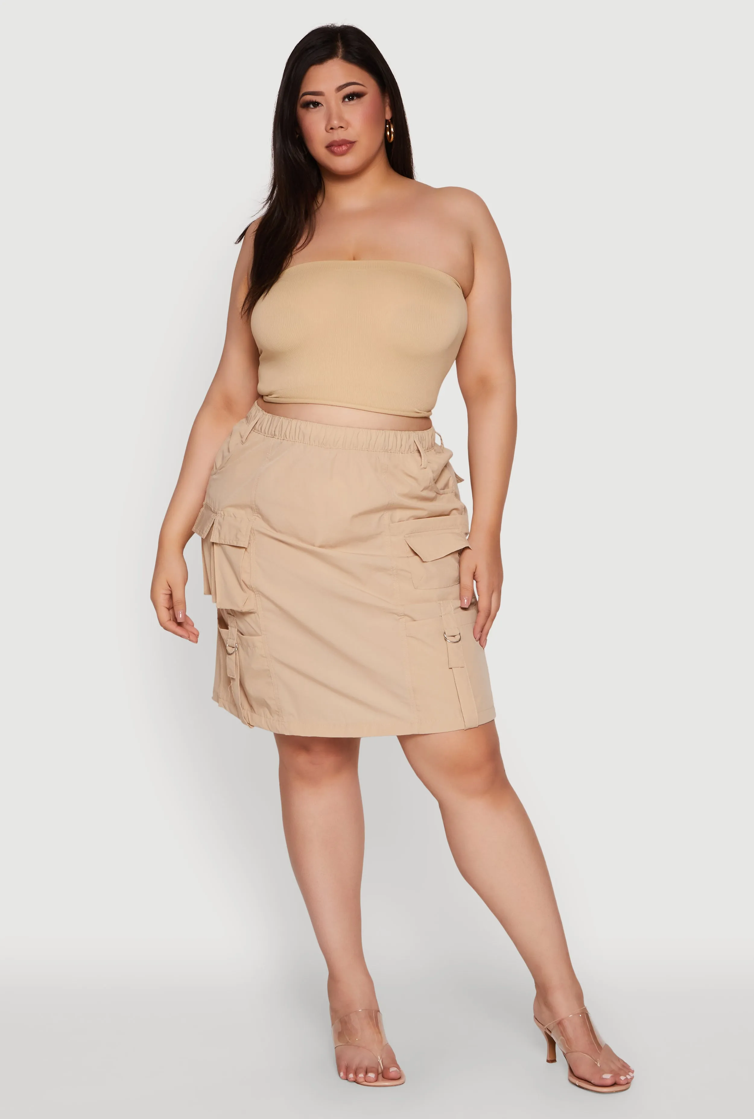 Plus Size Nylon Pull On Utility Skirt with Elastic Waist sold by Rainbow product image thumbnail 2