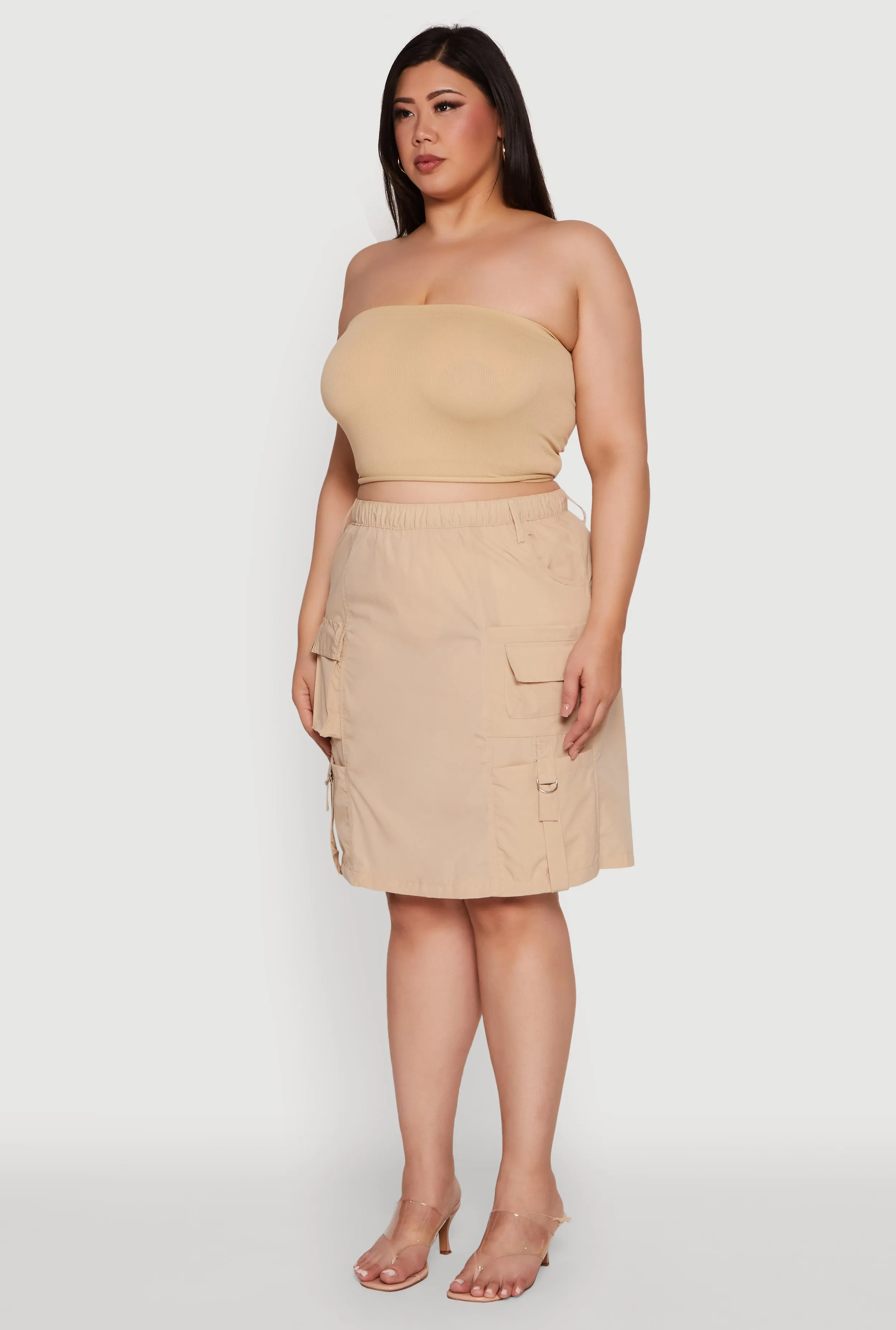 Plus Size Nylon Pull On Utility Skirt with Elastic Waist sold by Rainbow product image thumbnail 3