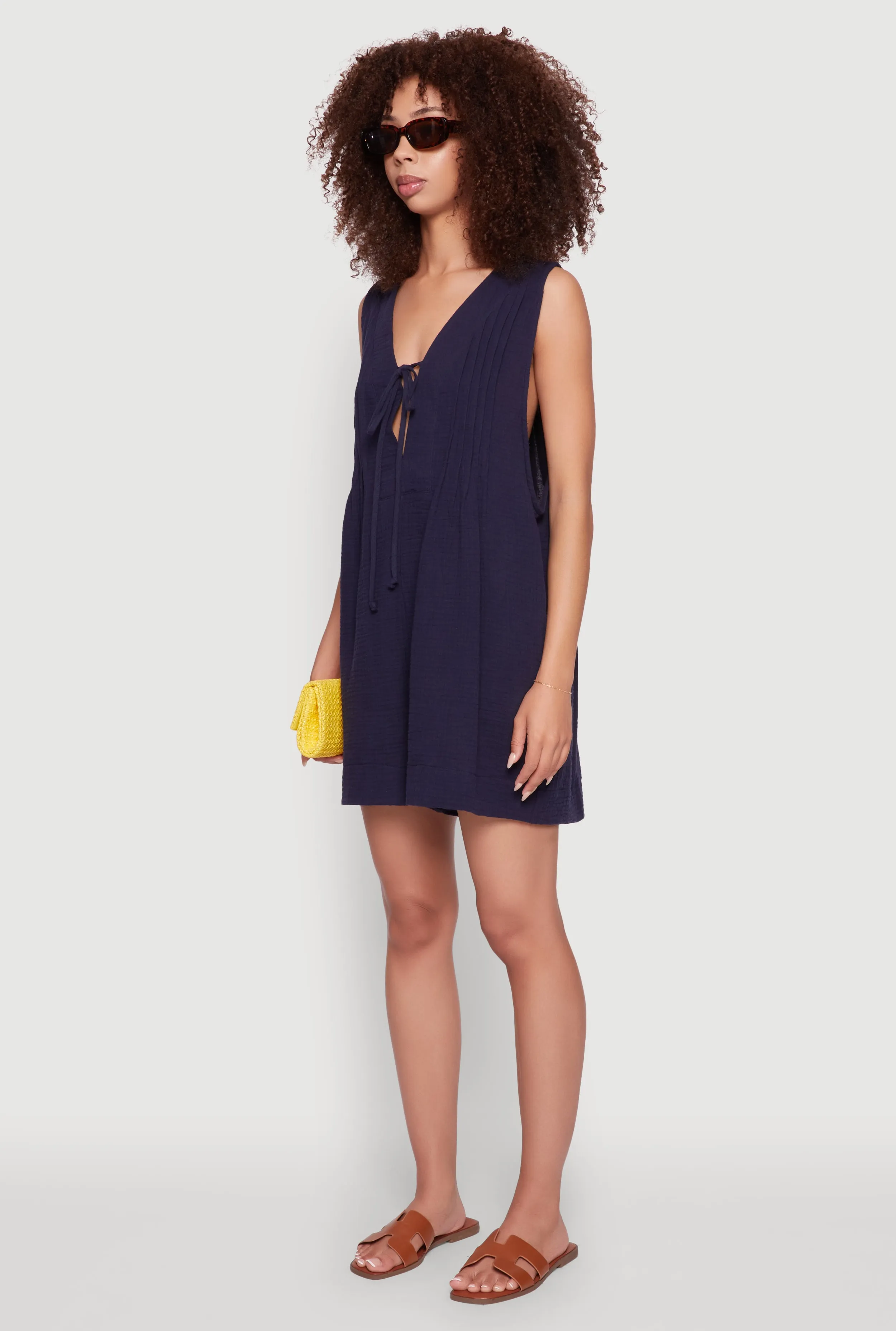 Chic Gauze Knit Tie Front Sleeveless Romper sold by Rainbow product image thumbnail 3