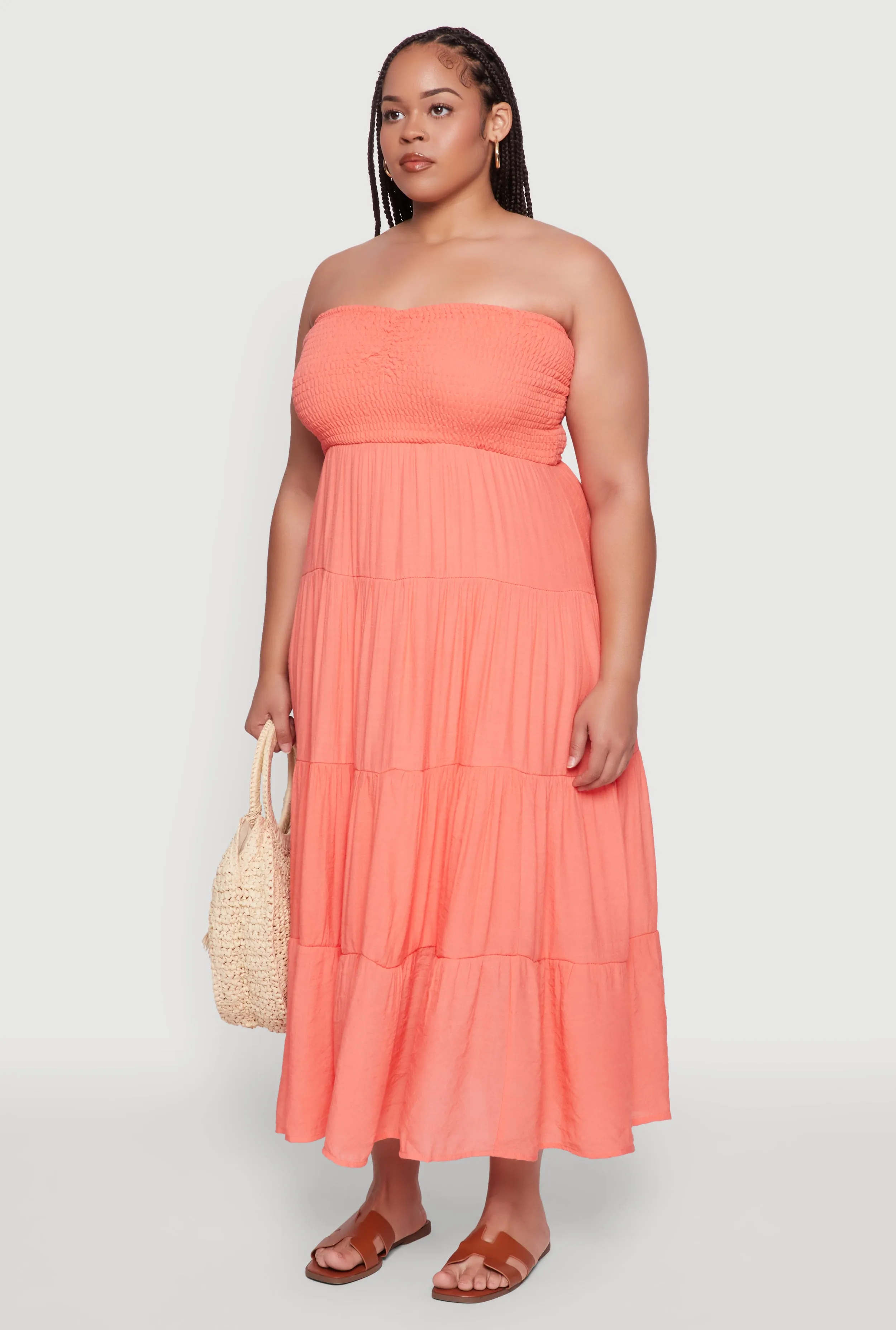 Plus Size Elegant Strapless Tiered Sundress sold by Rainbow product image thumbnail 3