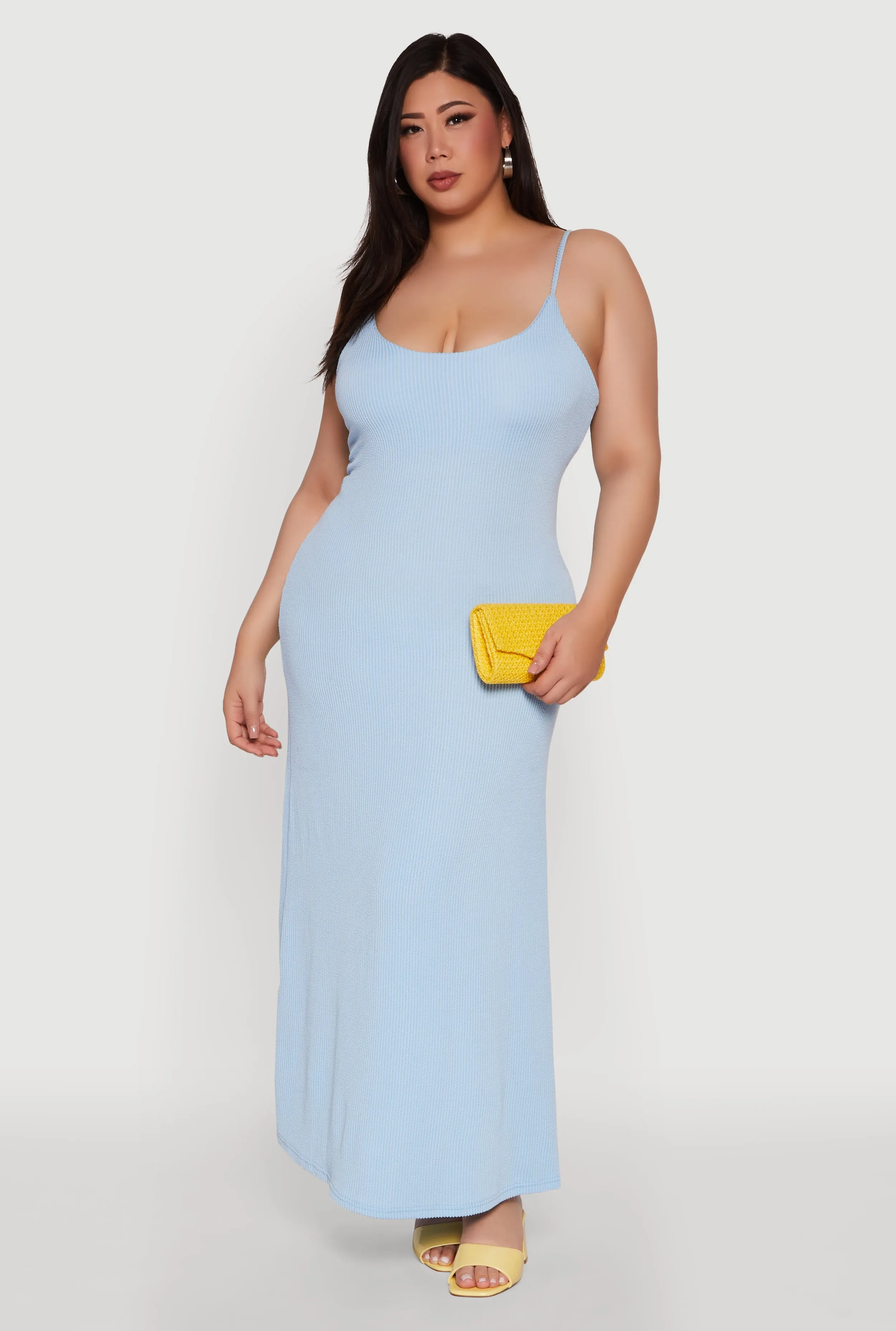 Plus Size Textured Knit Scoop Neck Spaghetti Strap Cami Dress sold by Rainbow product image thumbnail 2