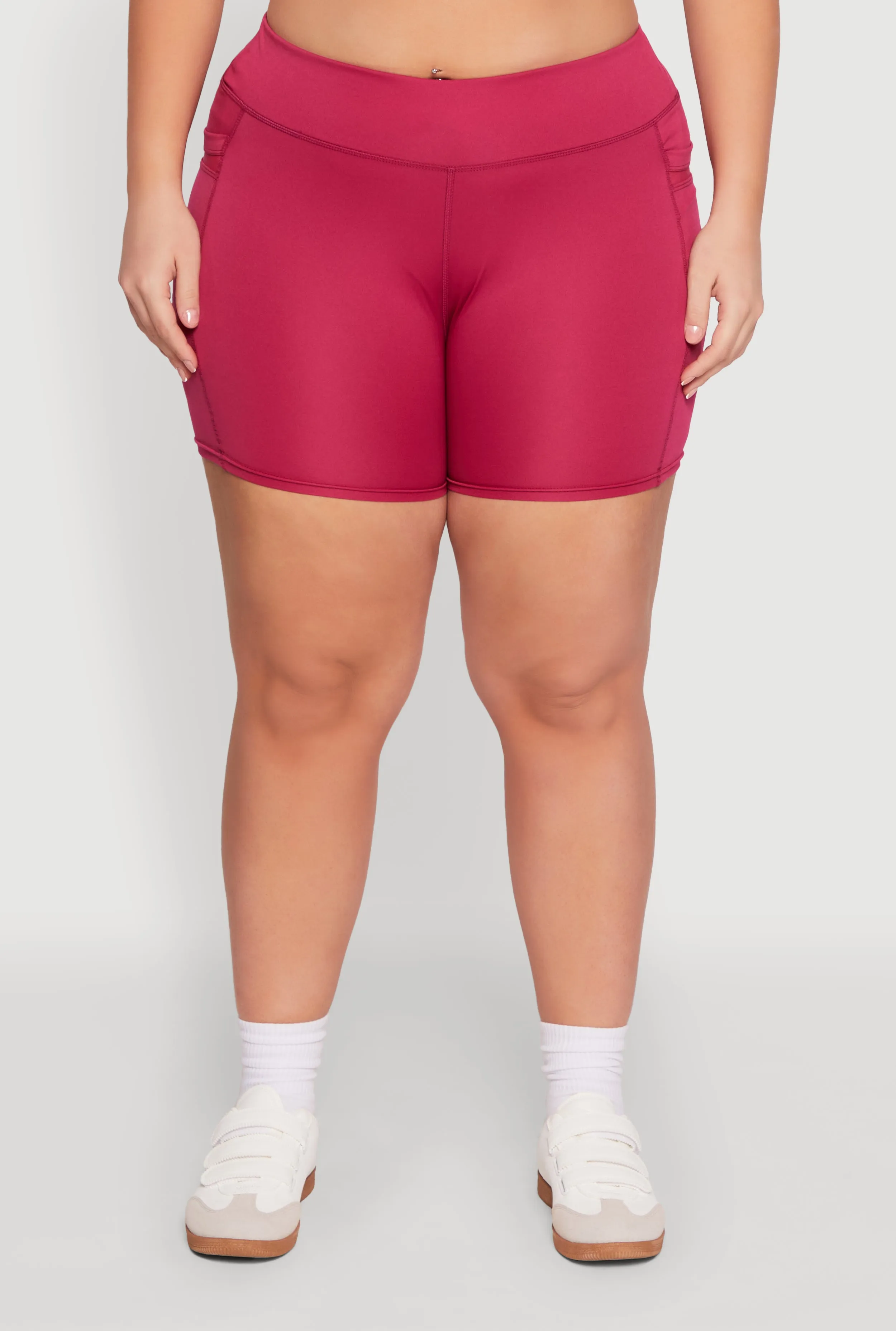 Plus Size High Waisted Biker Shorts with Cell Phone Pockets sold by Rainbow product image thumbnail 5