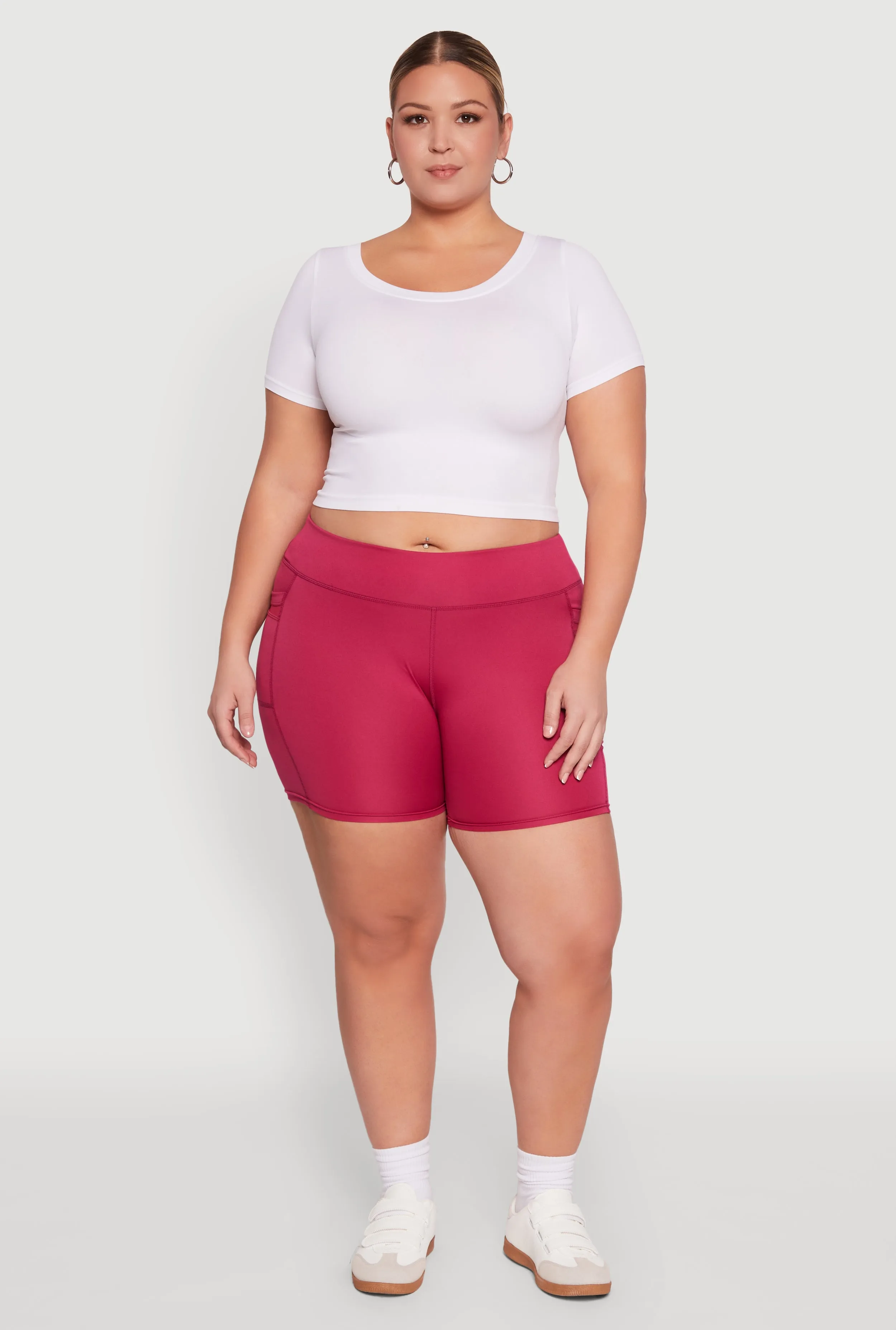 Plus Size High Waisted Biker Shorts with Cell Phone Pockets sold by Rainbow product image thumbnail 2