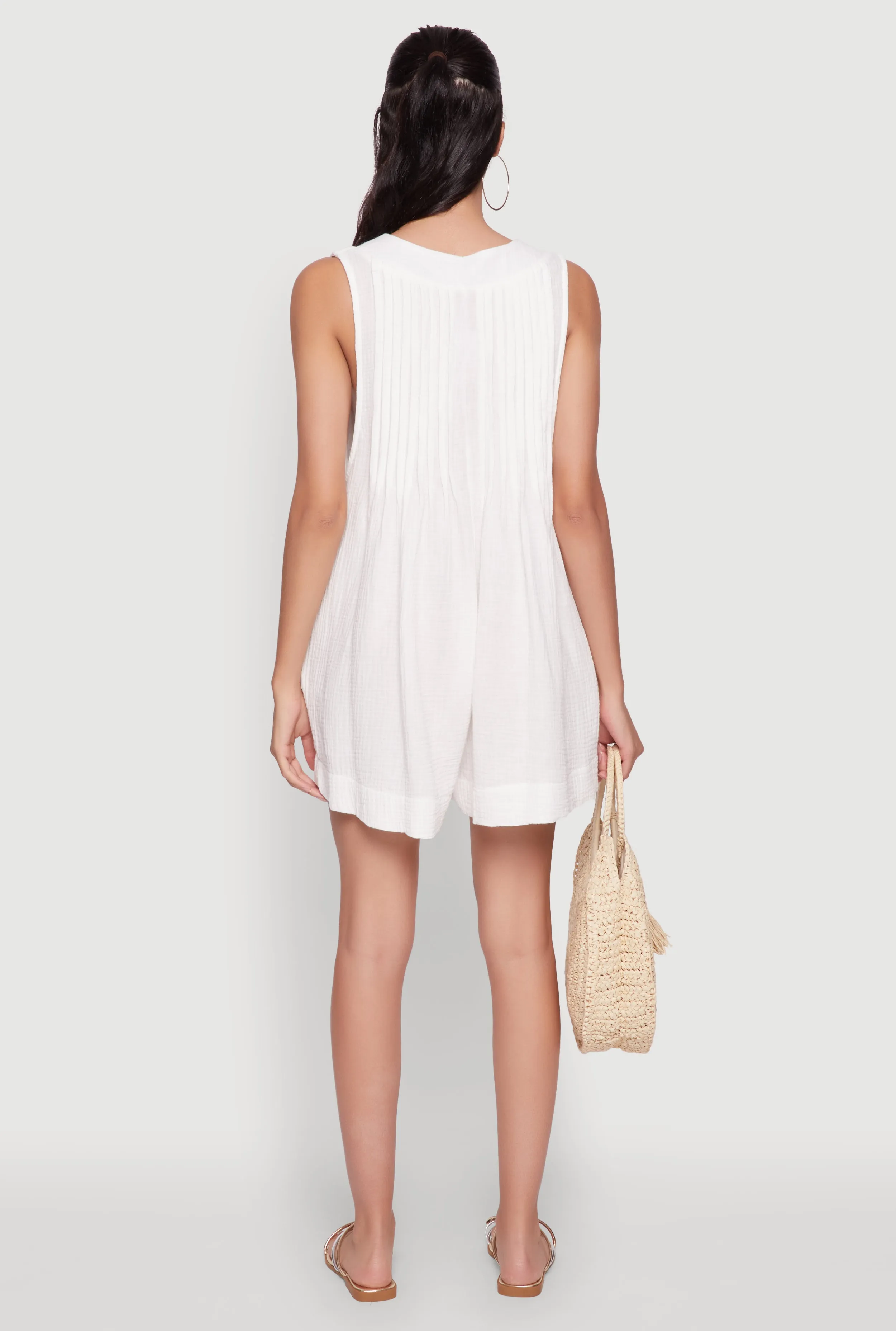 Chic Gauze Knit Tie Front Sleeveless Romper sold by Rainbow product image thumbnail 5